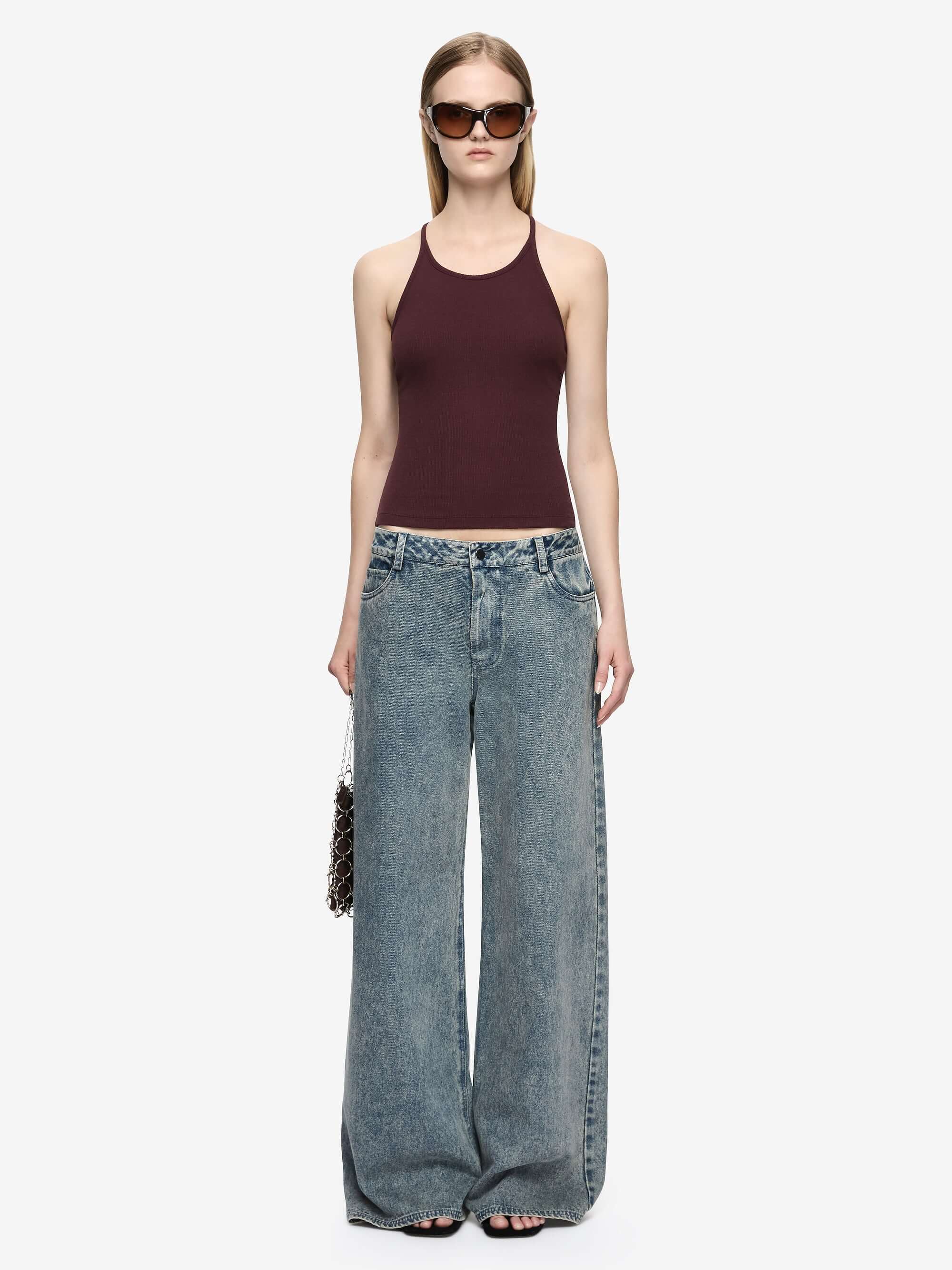 AZURI RACER BACK TOP - AUBERGINE