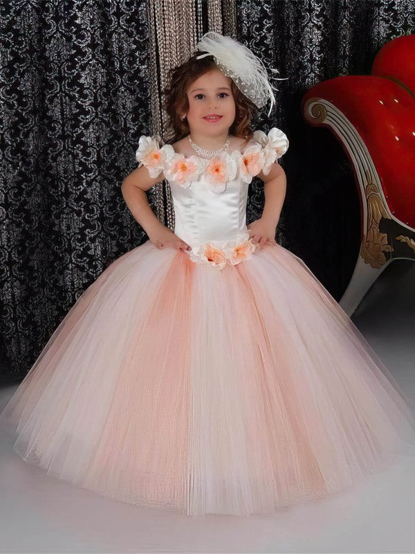 Classic Off-The-Shoulder Ball Gown Tulle Floor-Length Flower Girl Dresses