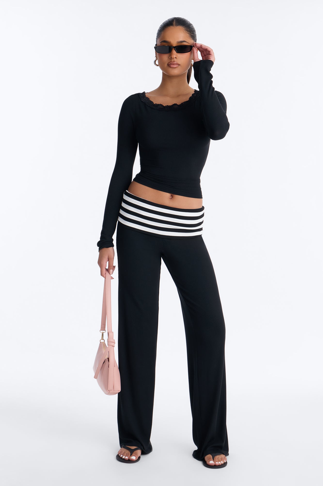 Maven Ribbed Pant Set - Black