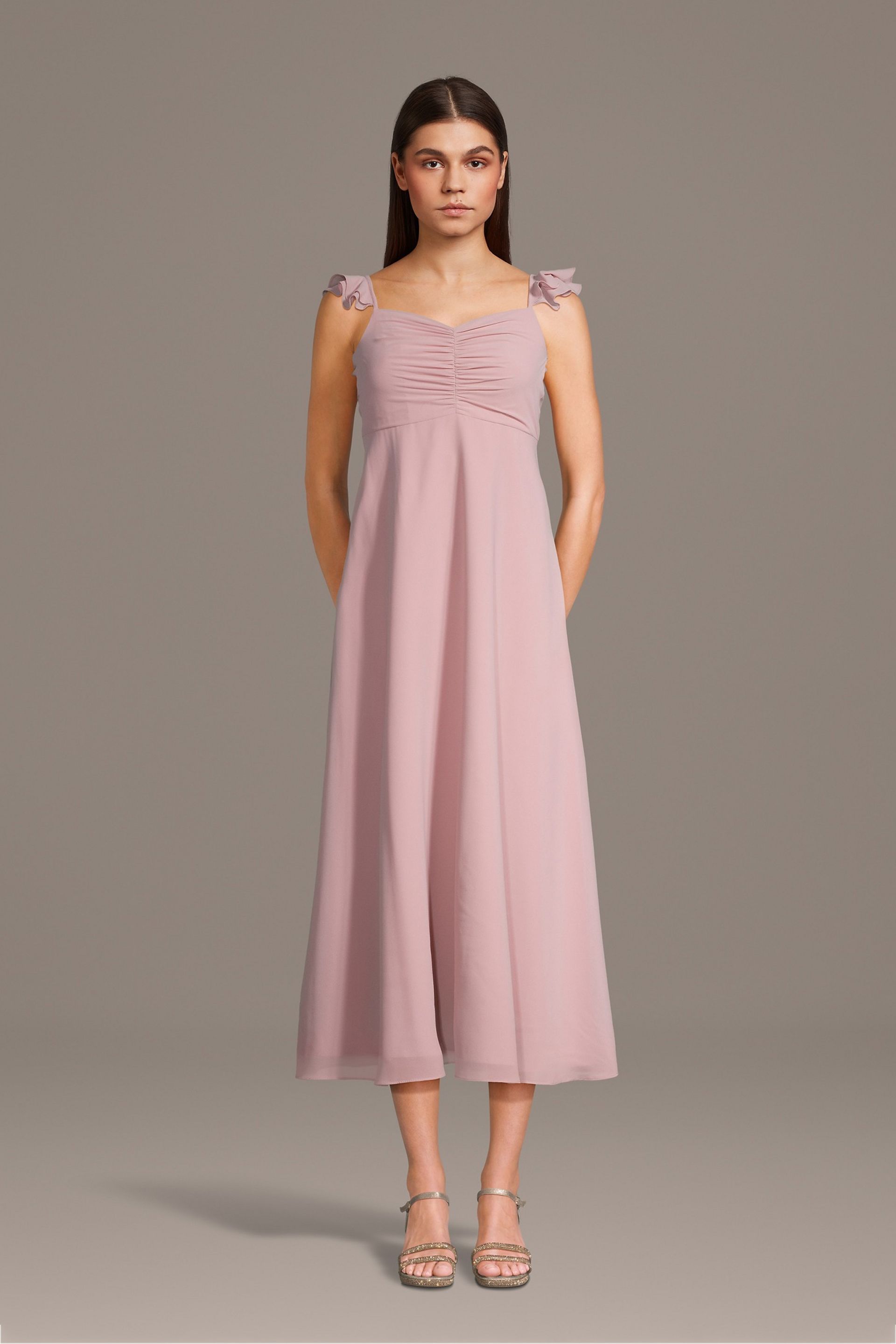 Chiffon Ruffle Tank Junior A-Line Dress