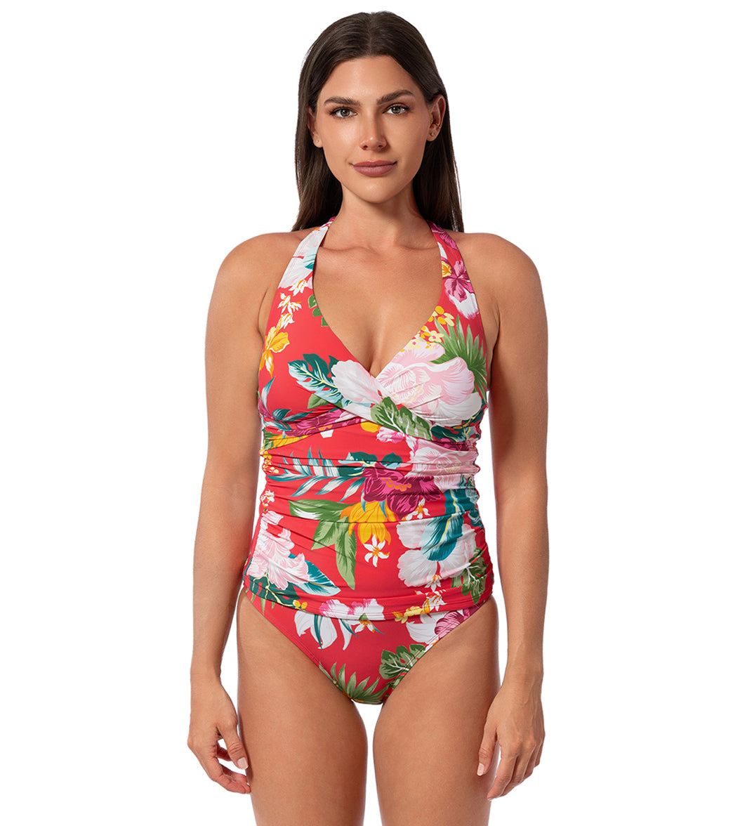 Jantzen Women's Morning Bloom Louise Wrap Tankini Top