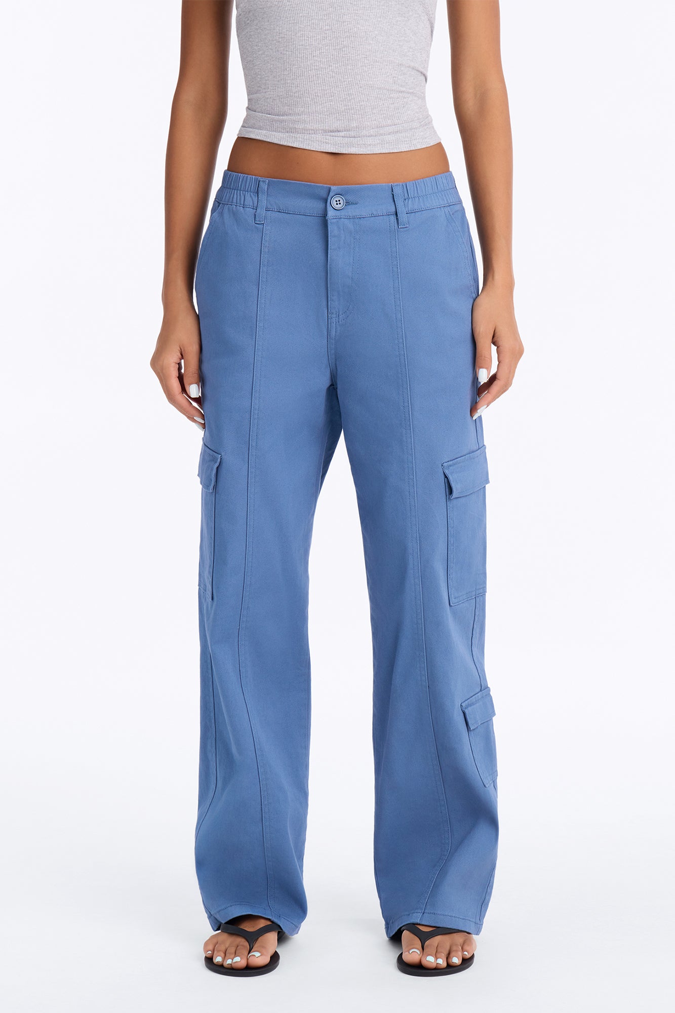 Addie High Rise Straight Leg Cargo Pant - Indigo