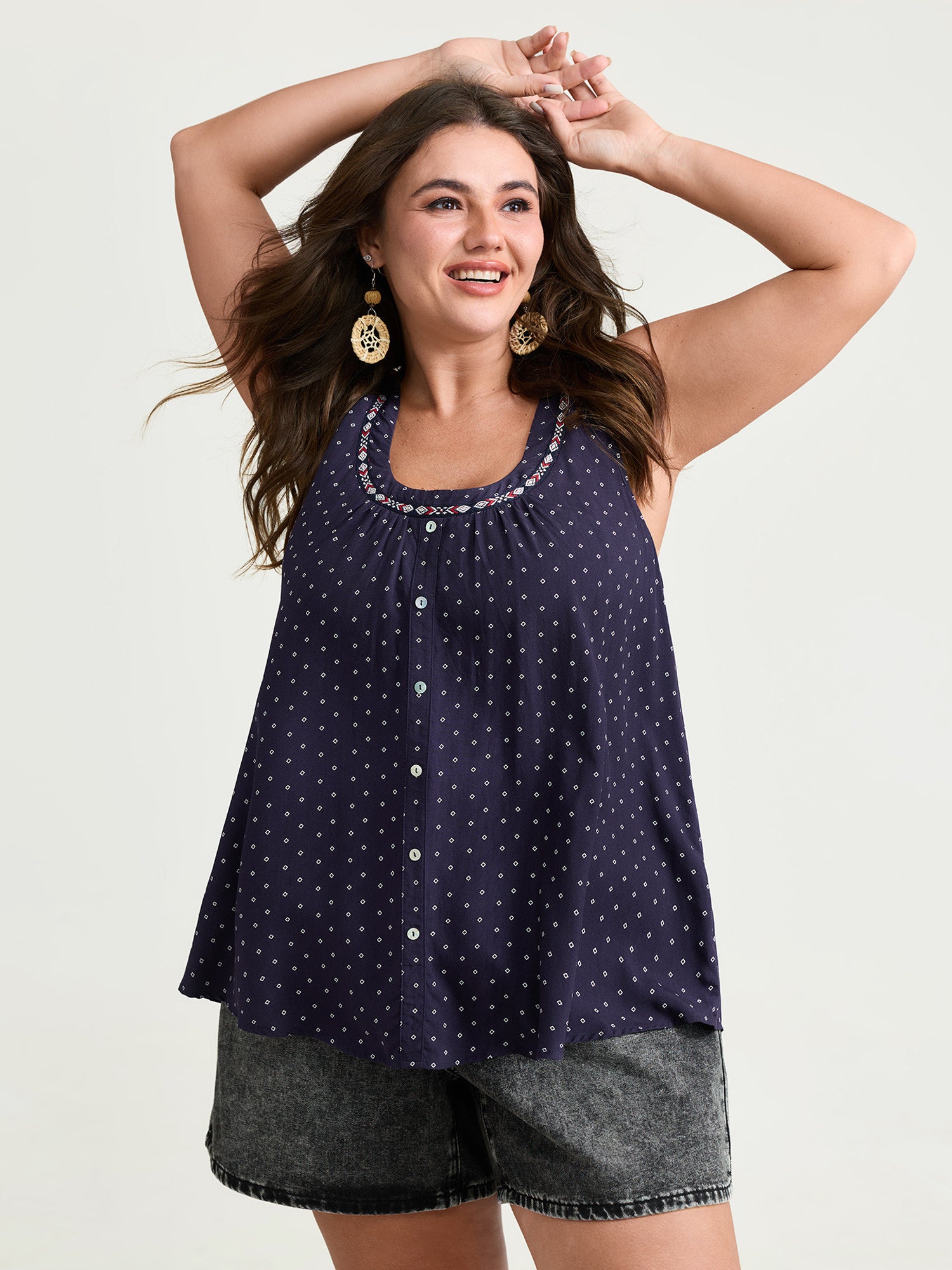 Supersoft Webbed Button Placket Tank Top