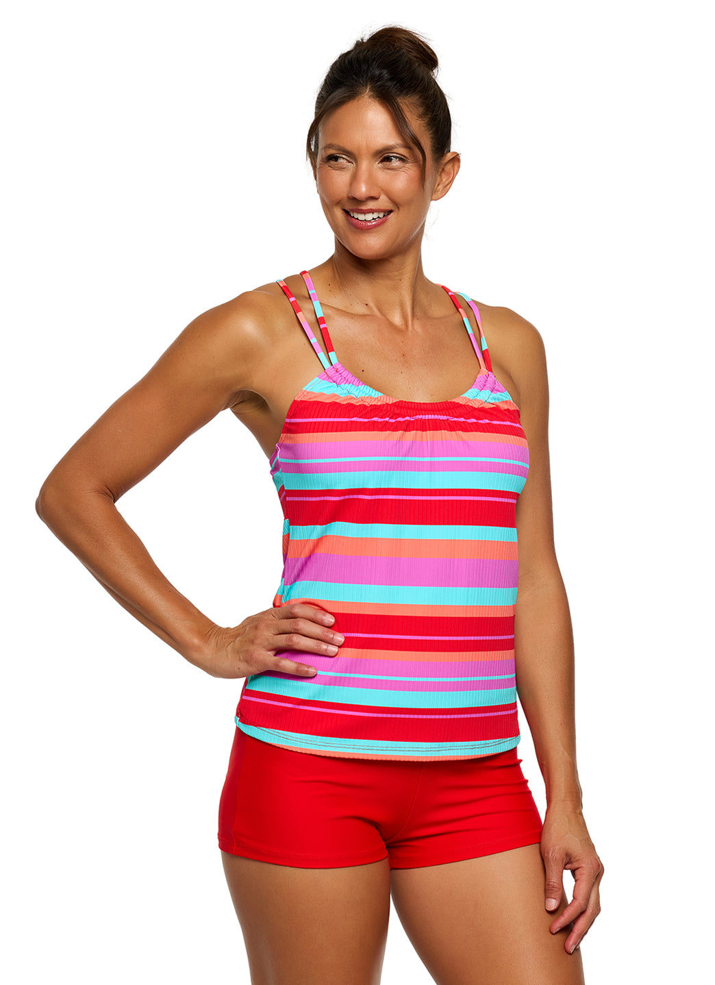 Next by Athena Women's Palapa Stripe Shirred Tankini Top