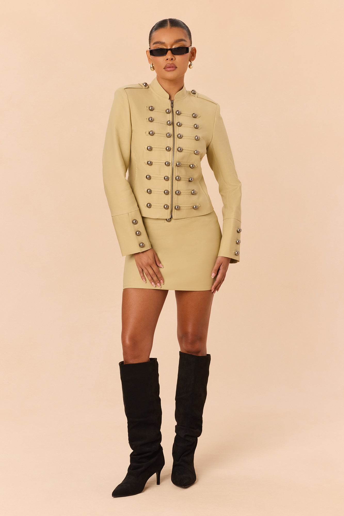 Main One Conductor Jacket Skirt Set - Khaki
