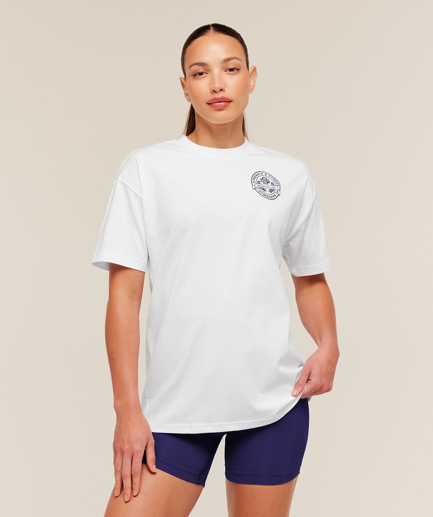 Gymshark Strength and Fitness Crest Graphic T-Shirt - White