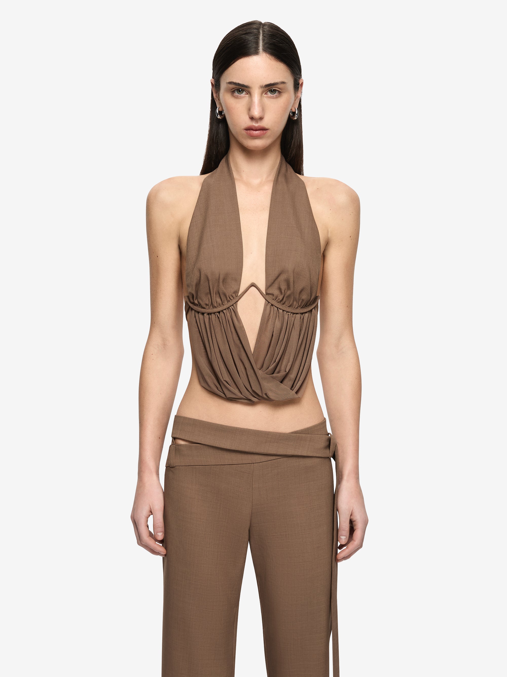MIKA DRAPE TOP - TAUPE