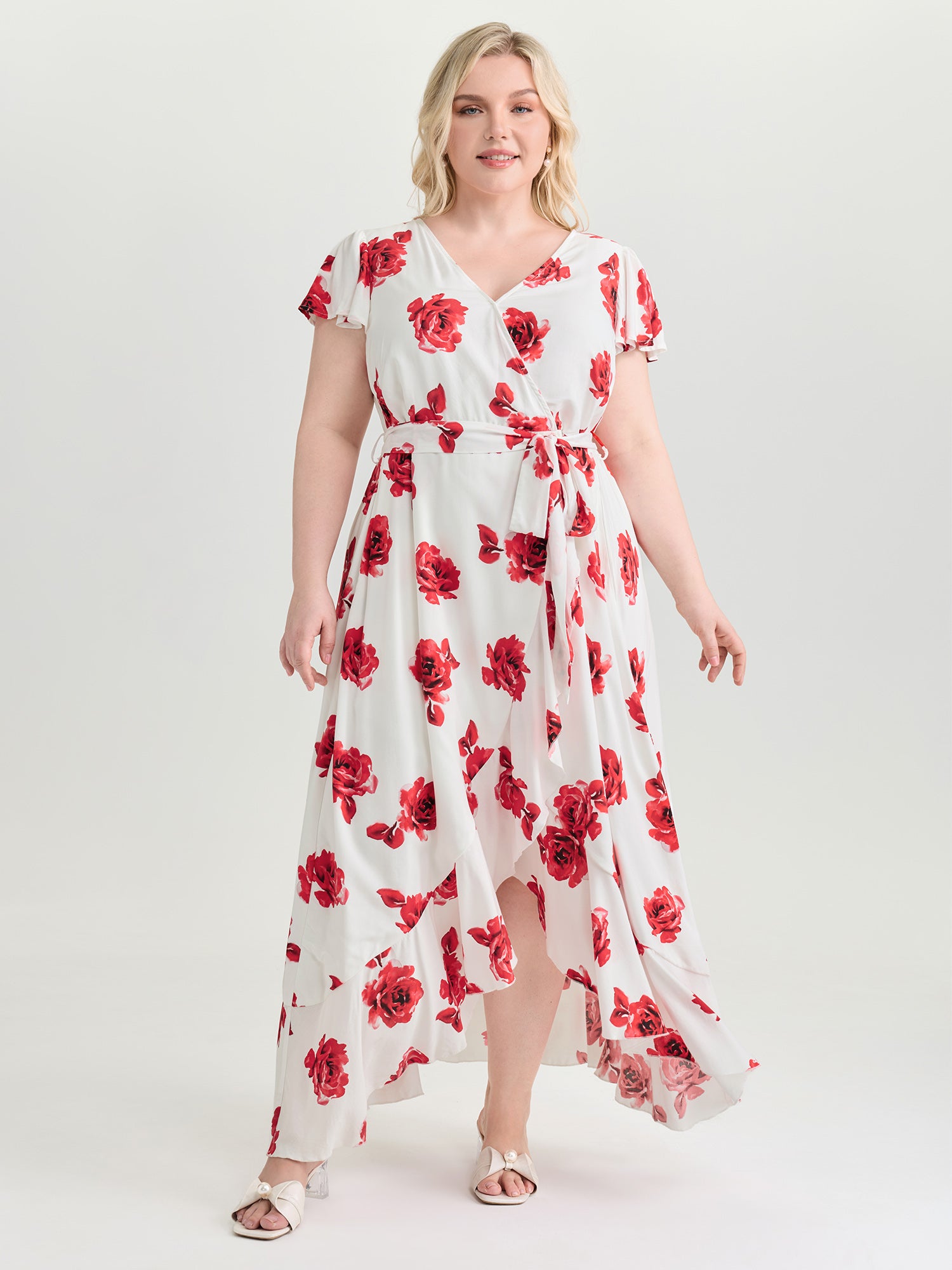 Romantic Times Floral Ruffled Hem Maxi Dress