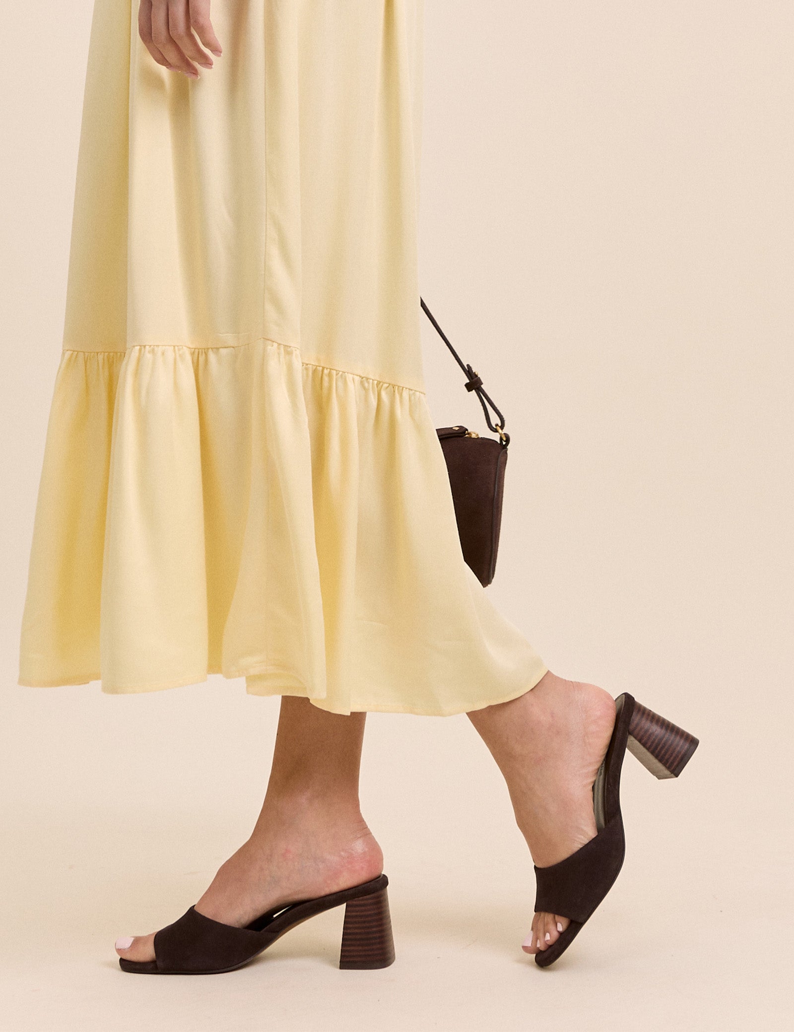Dark Brown Block Heel Mules