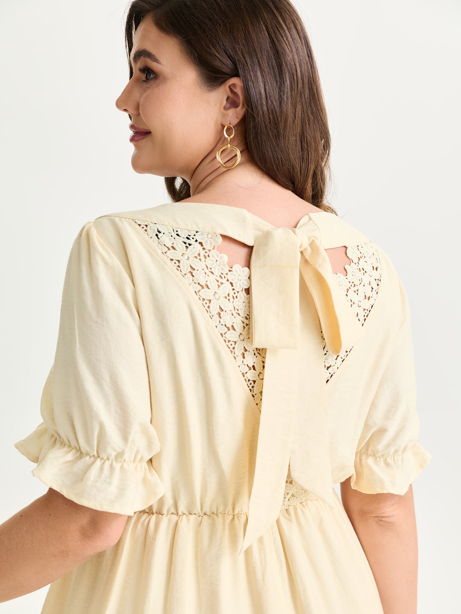 Open Back Lace Detail Sweetheart Midi Dress