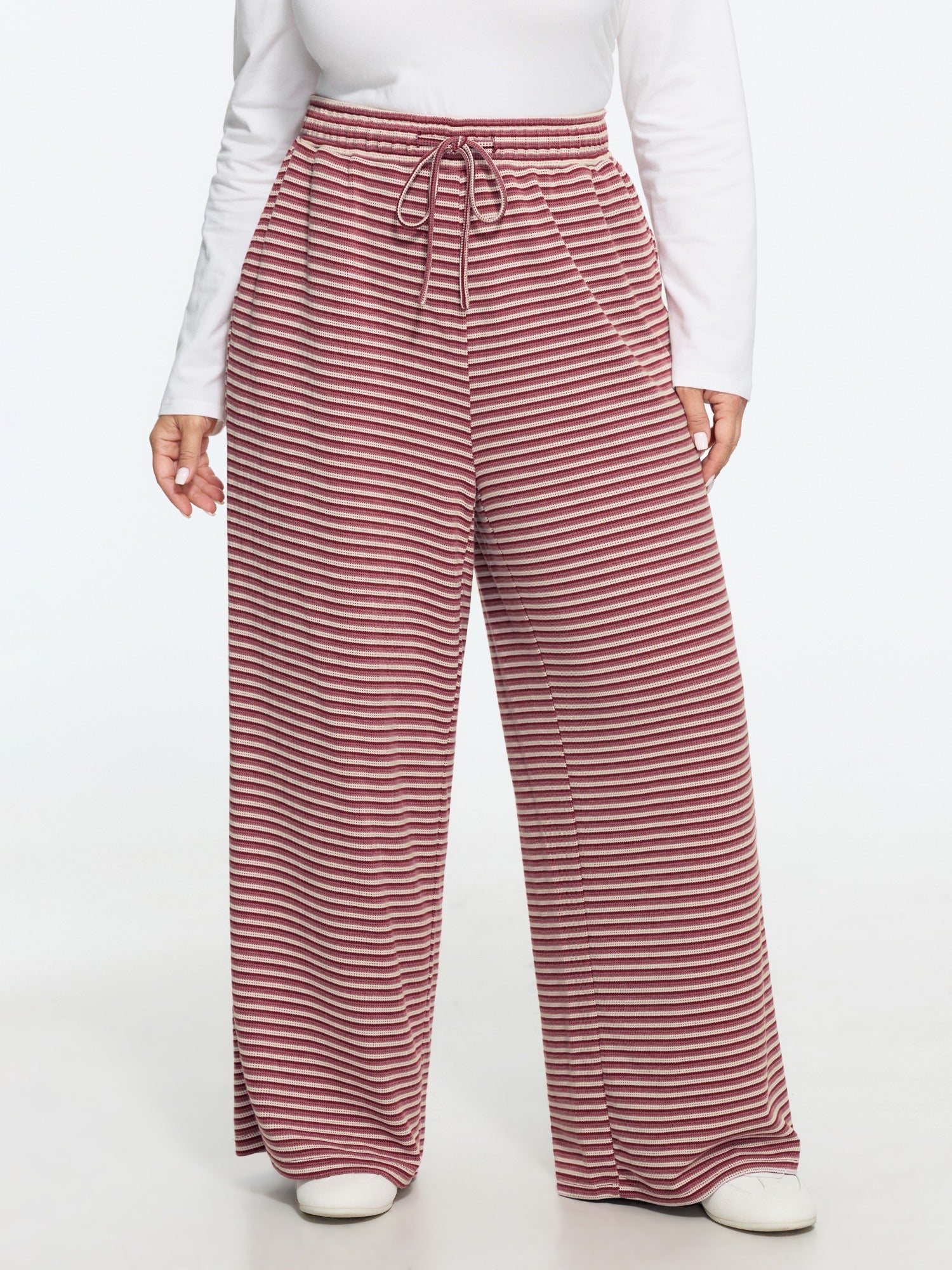 Supersoft Striped Texture Wide Leg Pants
