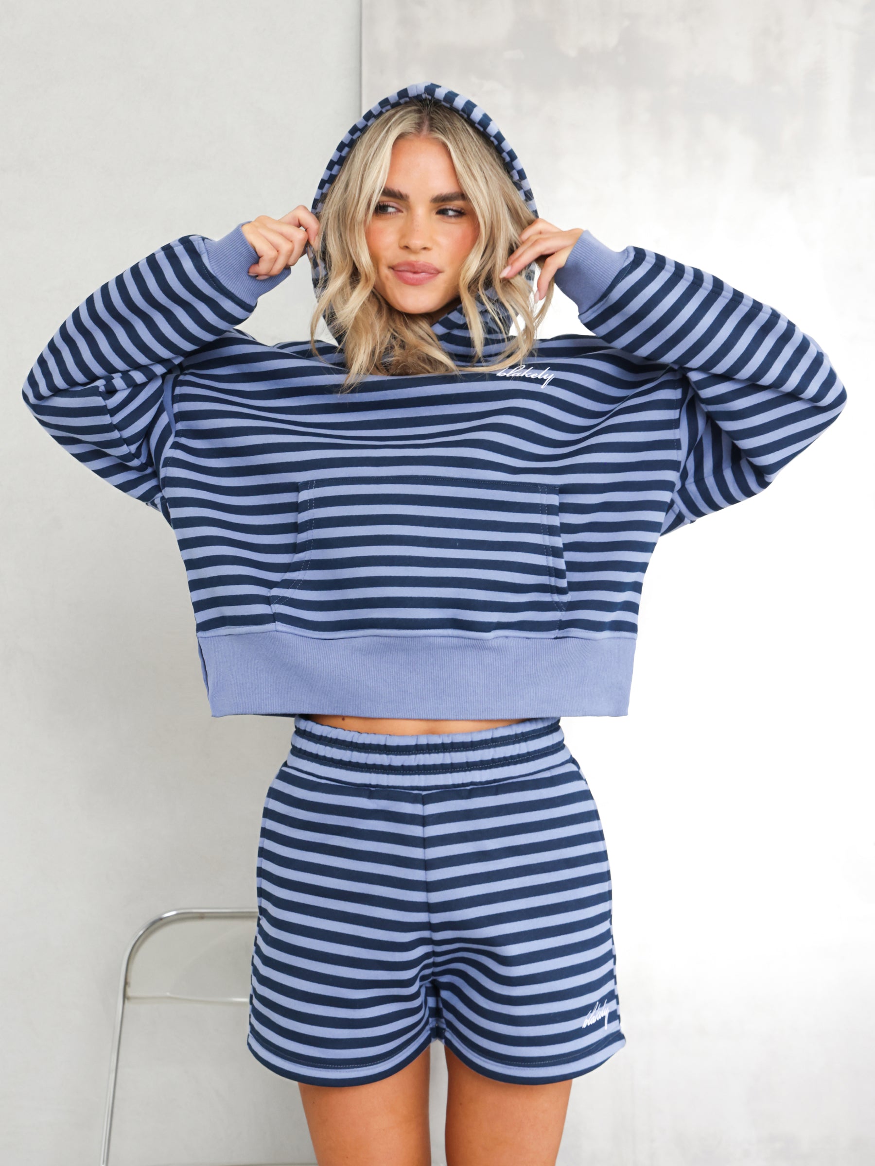 Evie Striped Hoodie - Blue