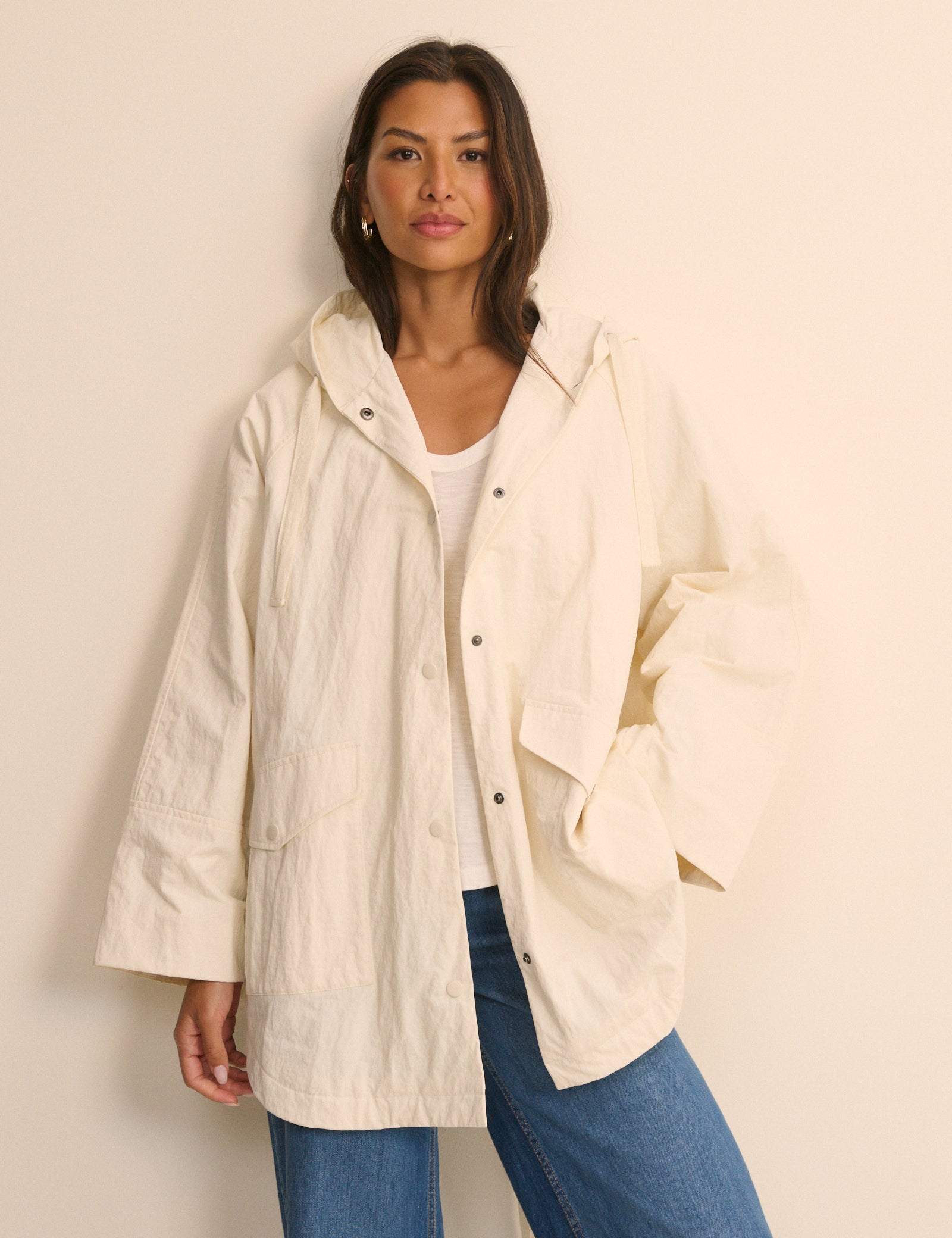 Cream Hooded Parka Jacket