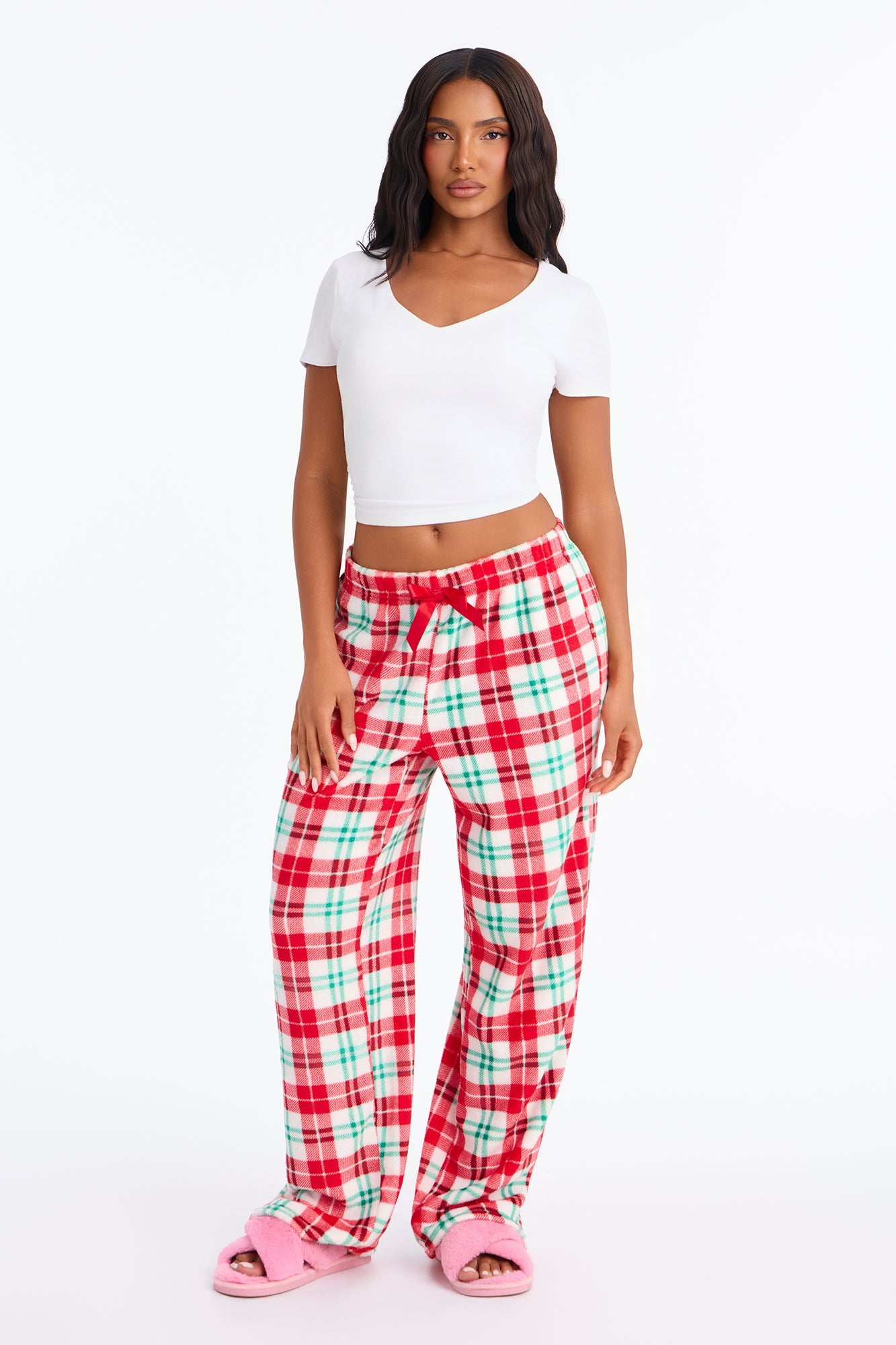 Classic And Cozy PJ Plush Pants - White/combo