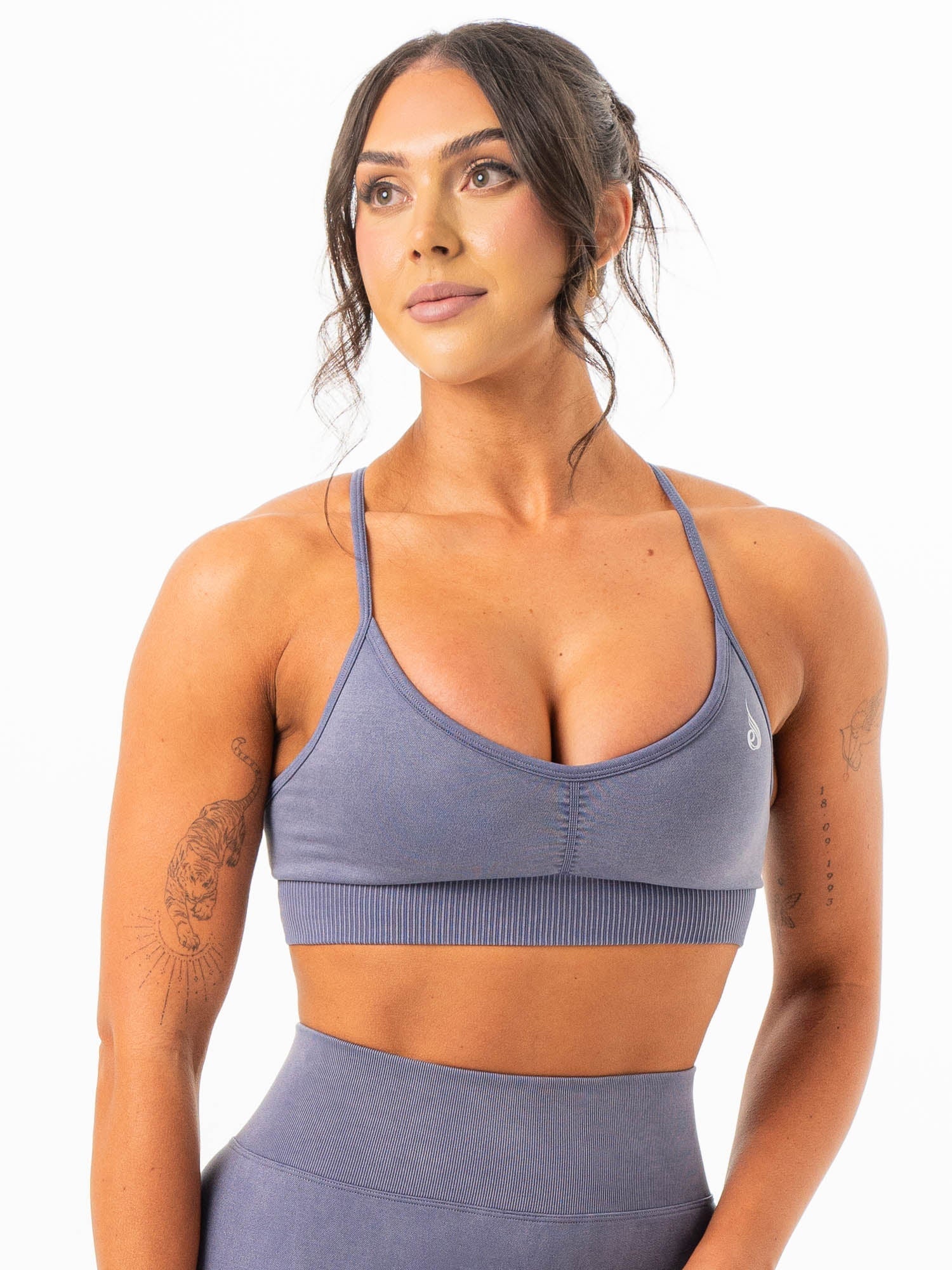 Stonewash Seamless Sports Bra - Blue Grey