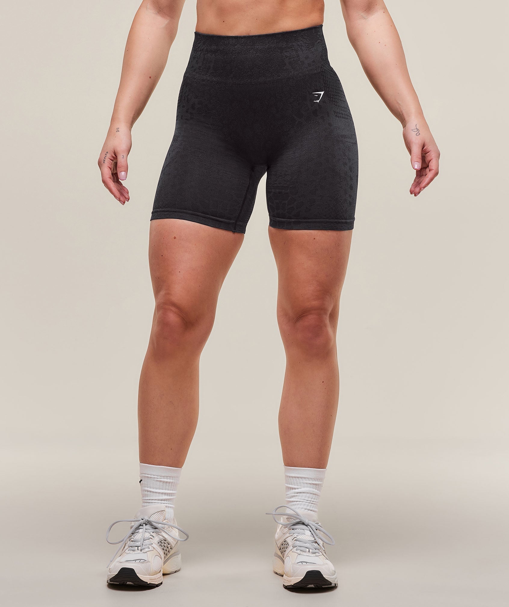 Gymshark Adapt Animal Seamless Shorts - Asphalt Grey/Black