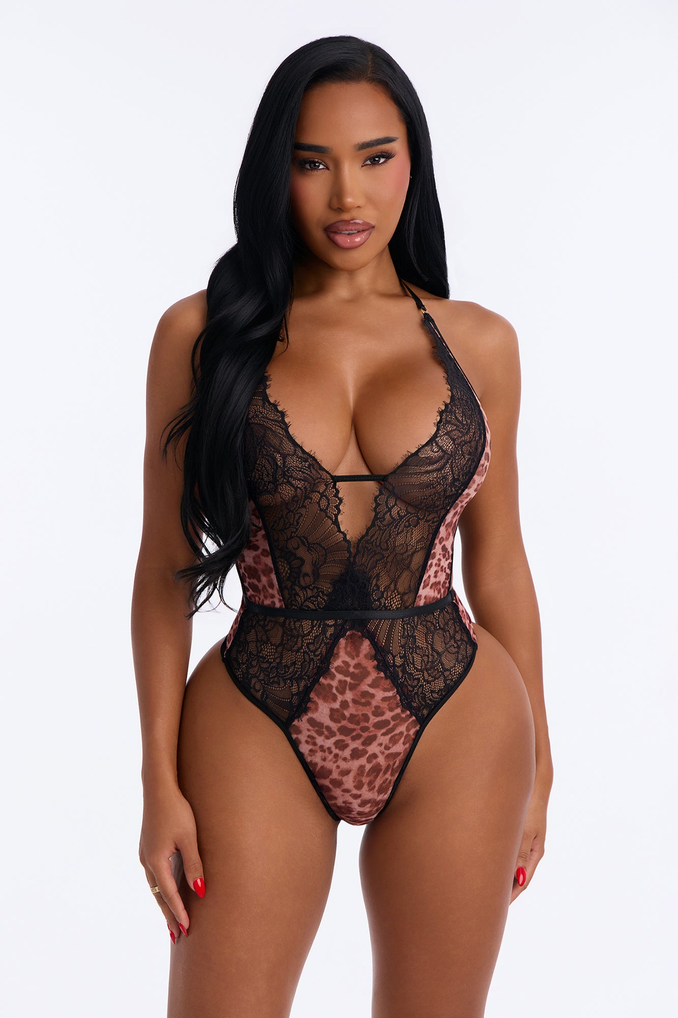 In The Shadows Mesh Lace Teddy - Black/combo
