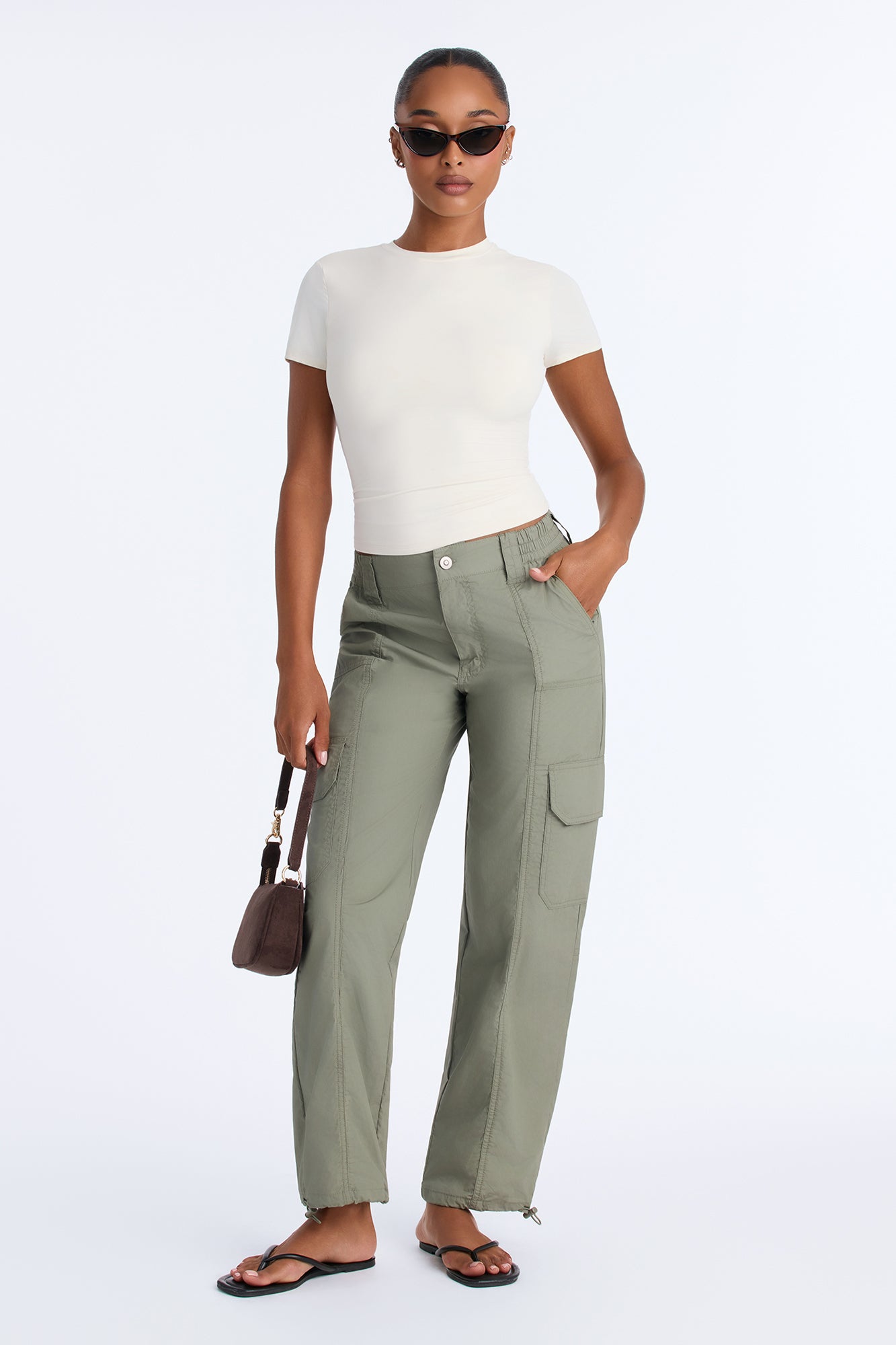 Camille High Rise Cargo Jogger Pant - Military Green