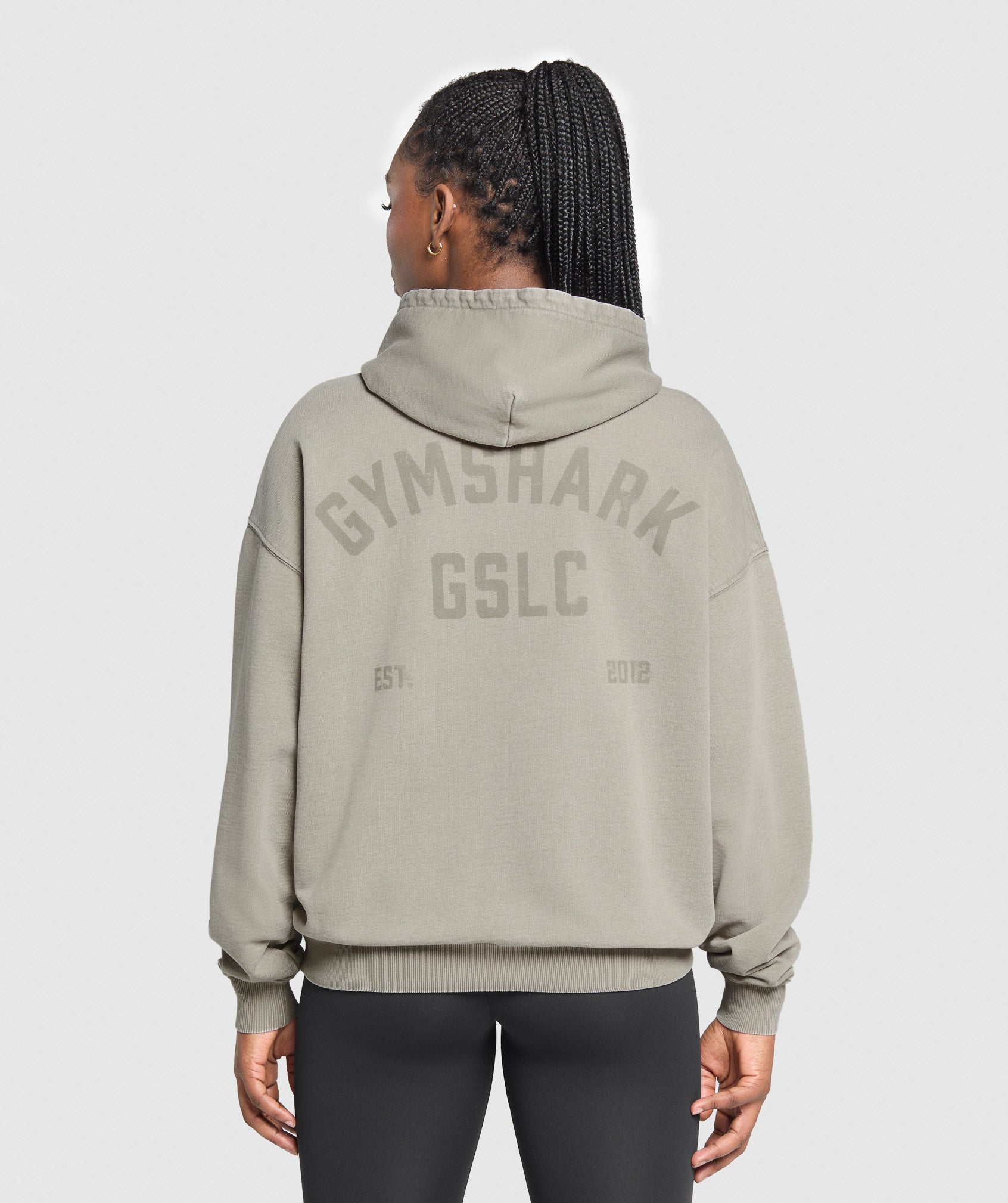 Gymshark 66 Washed Graphic Oversized Hoodie - Linen Brown/Wash