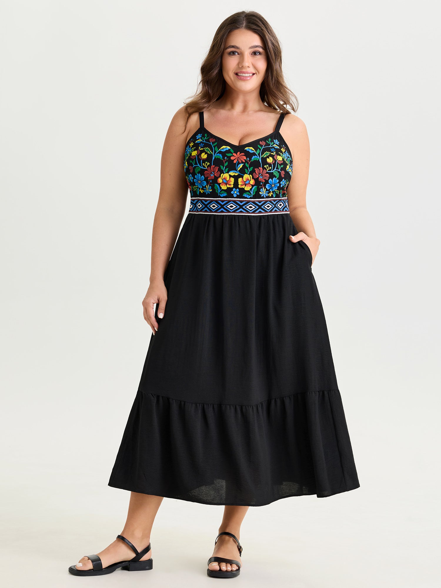 Floral Print Sleeveless Midi Dress