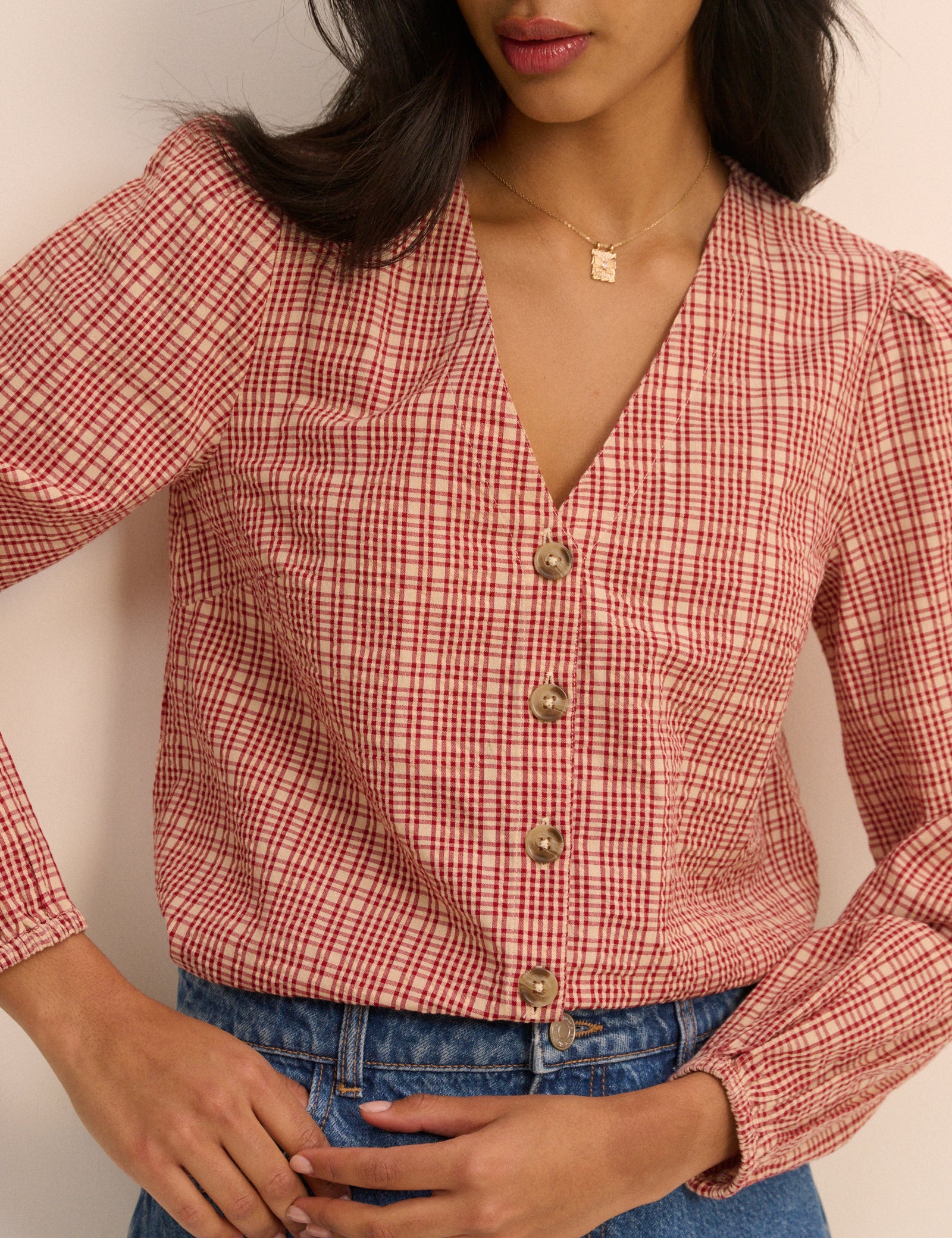 Red Check Brooke Blouse