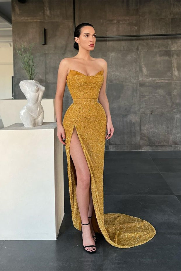 Sequins Sweetheart Mermaid Long Evening Dress With Split