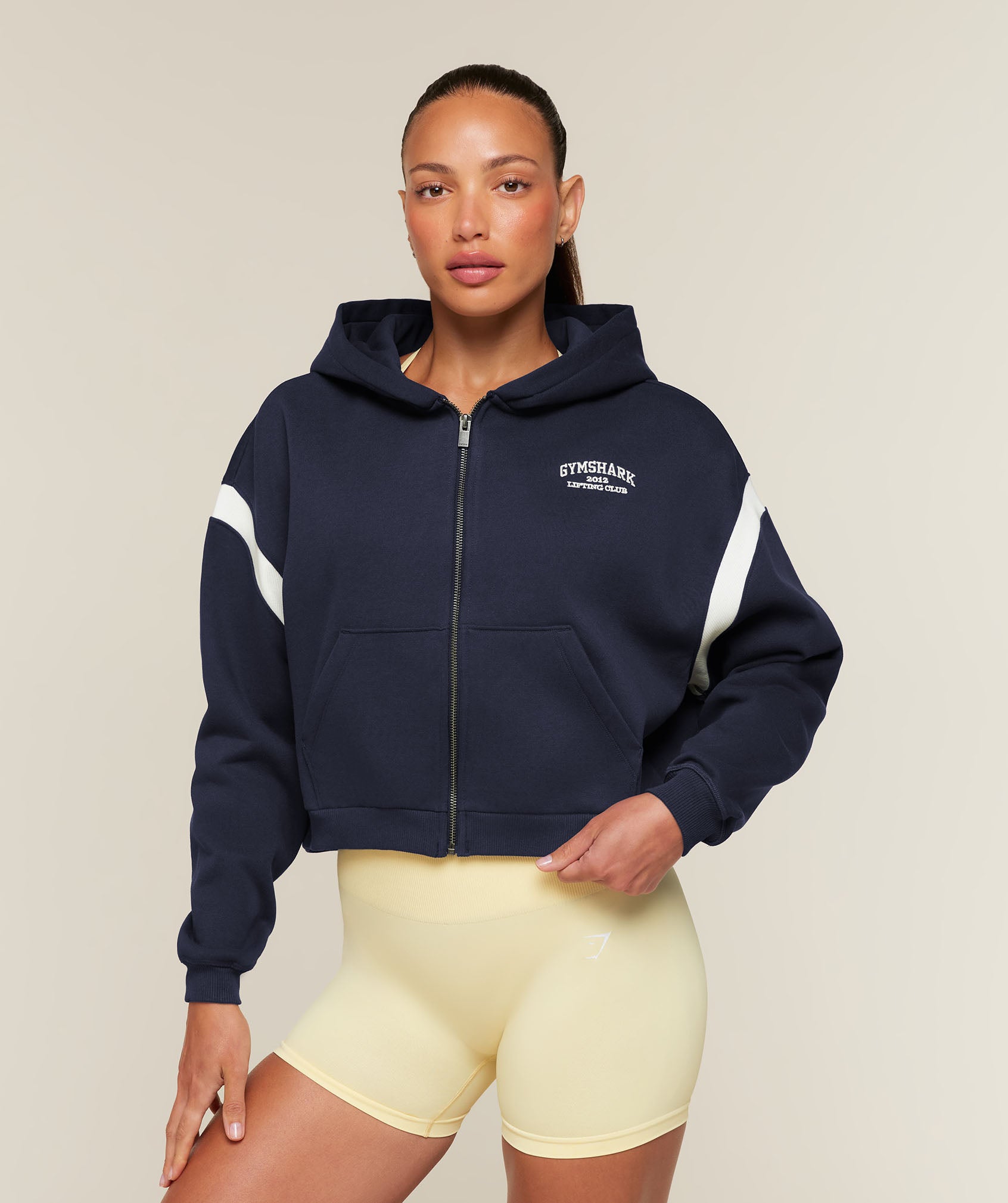 Gymshark Cosy Luxe Campus Full Zip Hoodie - Heavy Blue