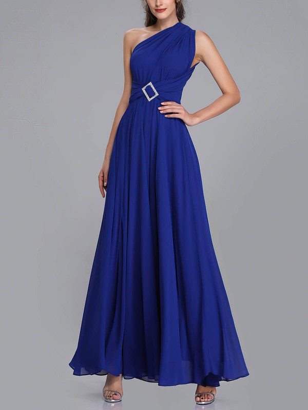 Classic A-Line One Shoulder Chiffon Ankle-Length Bridesmaid Dresses with Sash