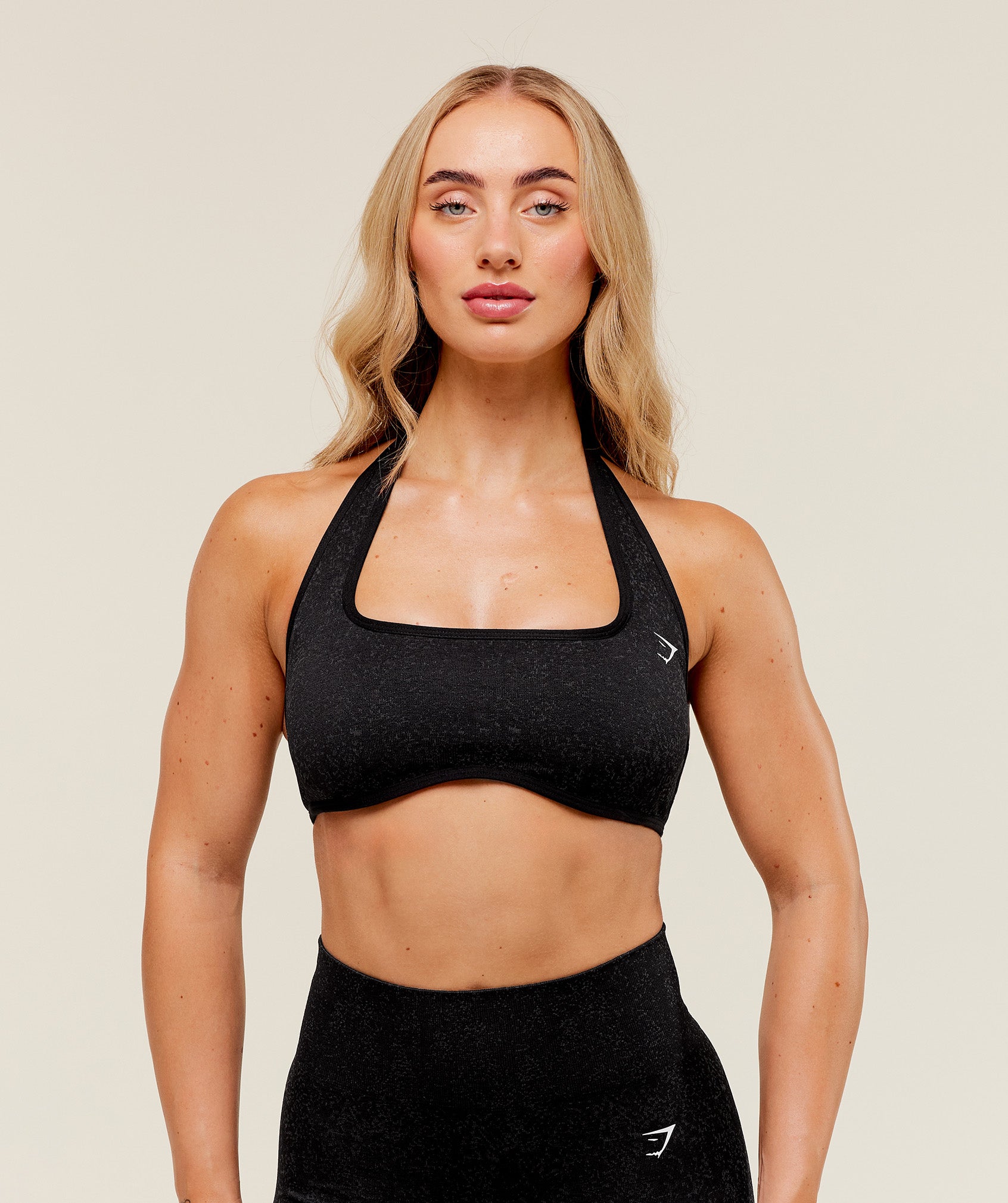 Gymshark Adapt Fleck Halterneck Sports Bra - Black
