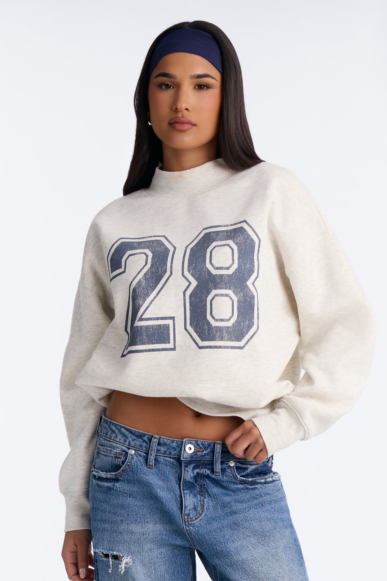 Lucky 28 Mock Neck Sweatshirt - Heather Grey