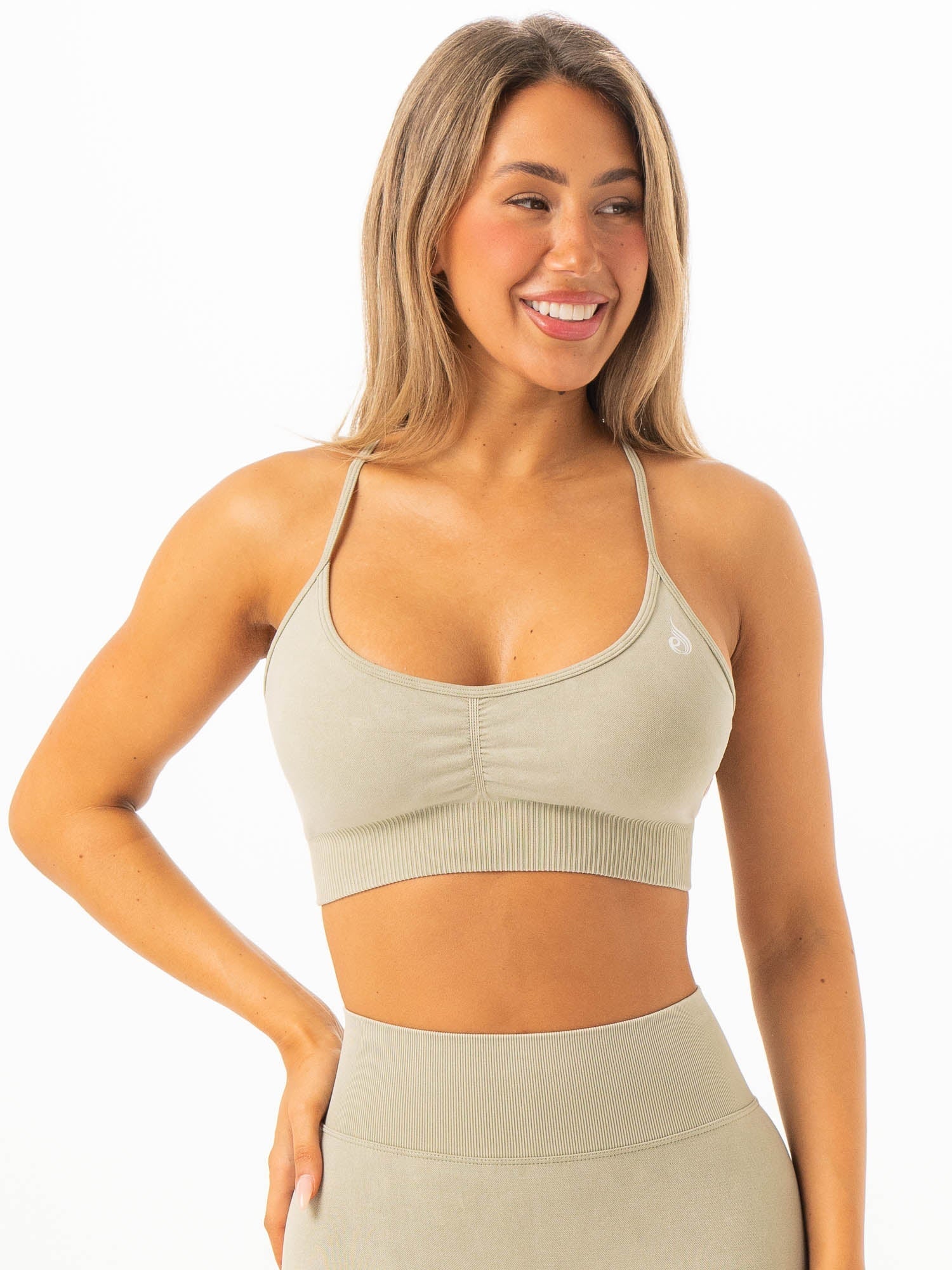 Stonewash Seamless Sports Bra - Matcha Stonewash