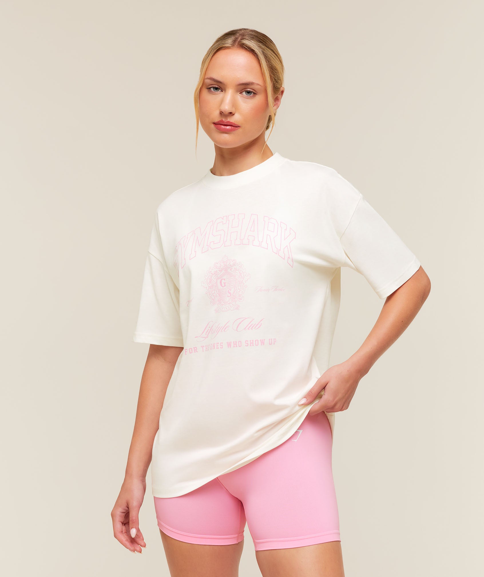 Gymshark College Crest Graphic T-Shirt - Soft White