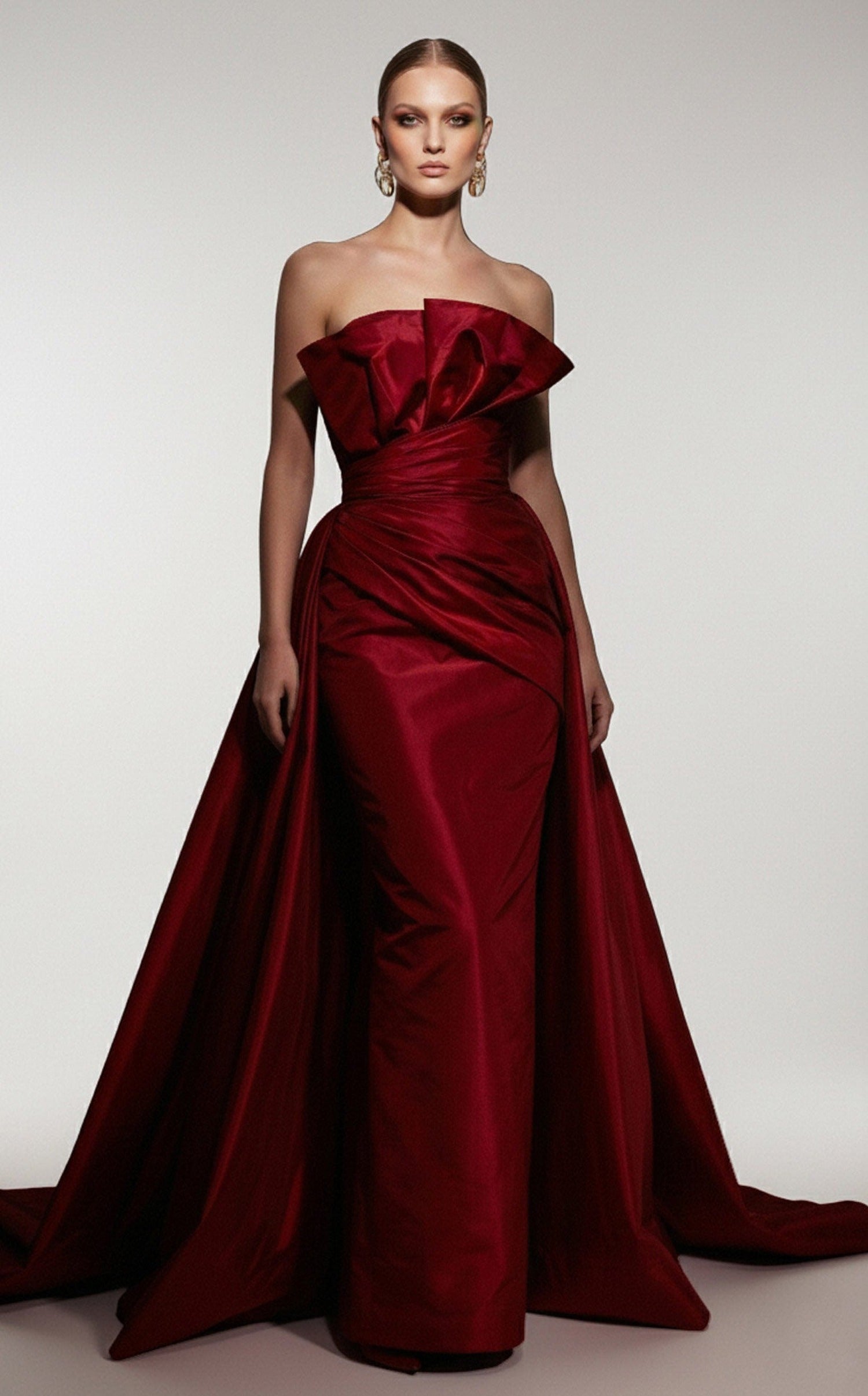 MNM COUTURE F03006 - Folded Bodice Overskirt Evening Gown