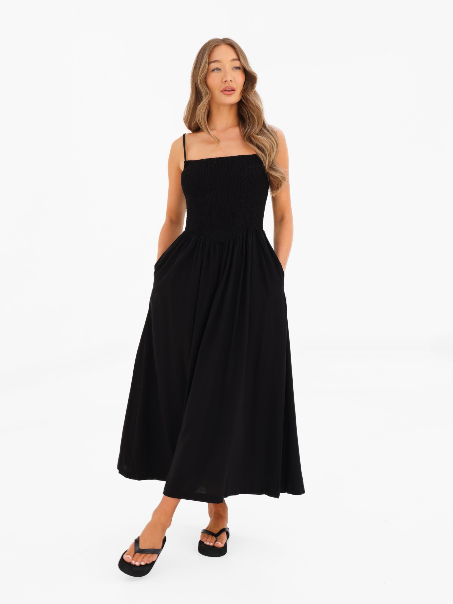 Alessia Linen Dress - Black