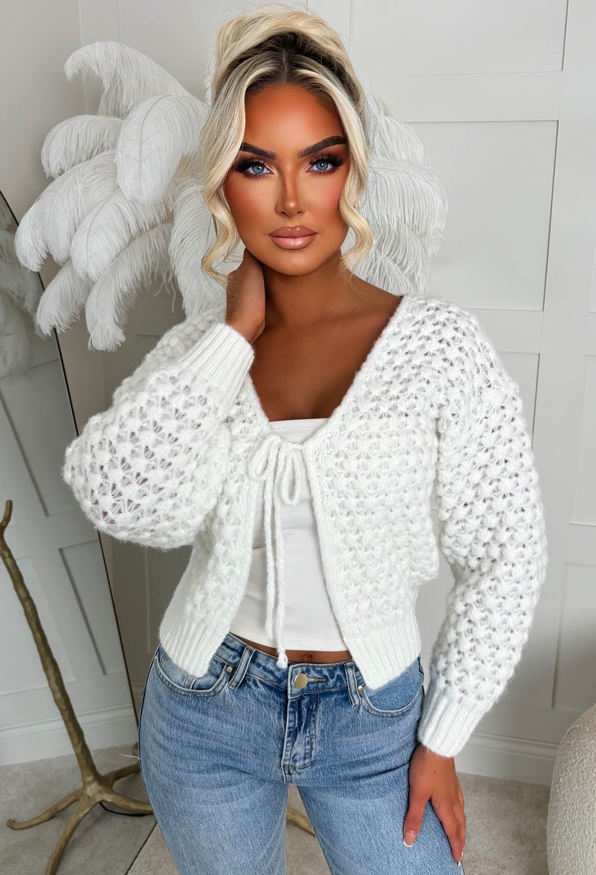 Sophia Cream Chunky Knit Cardigan