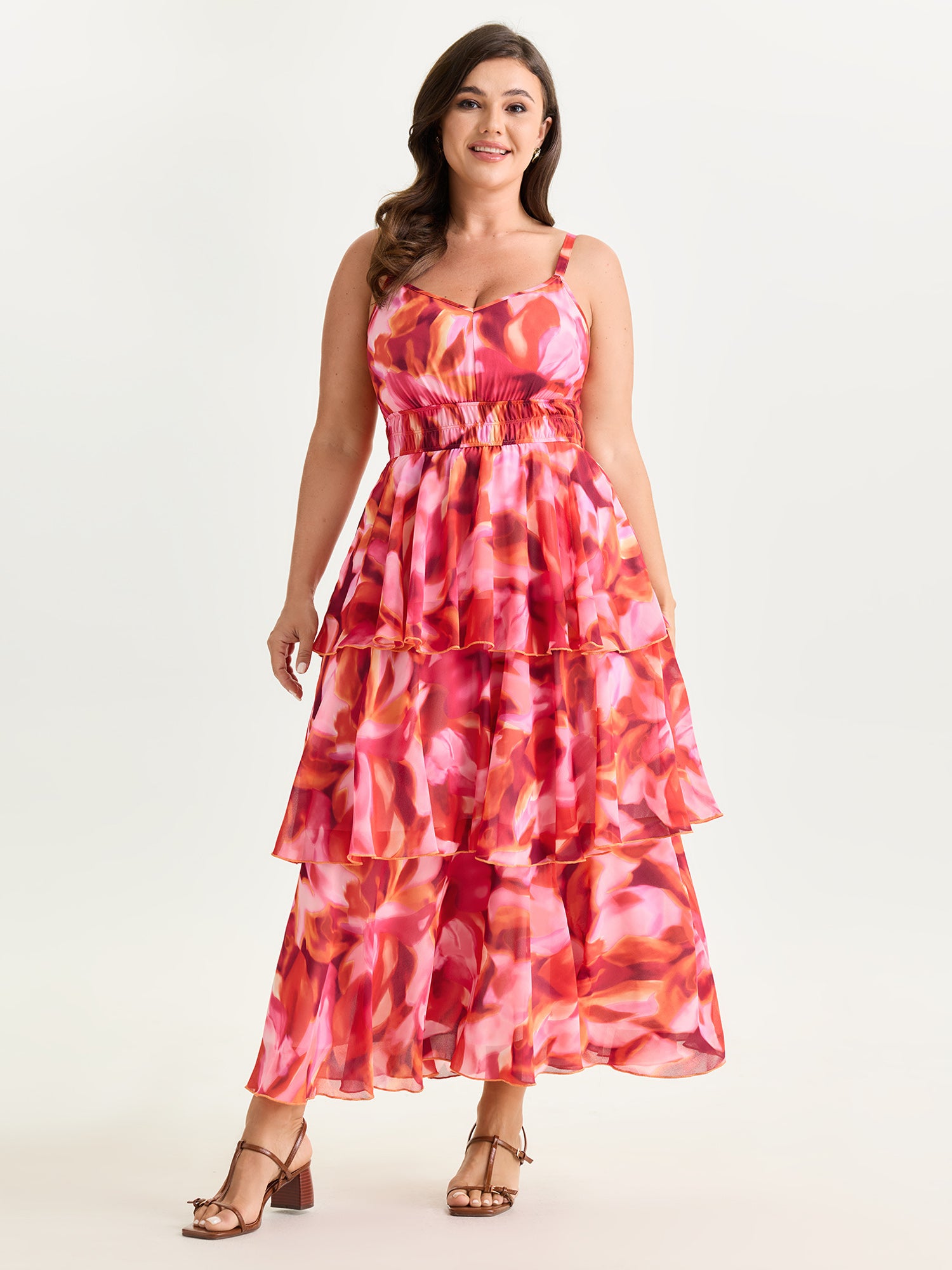 Floral Print Tiered Cami Maxi Dress