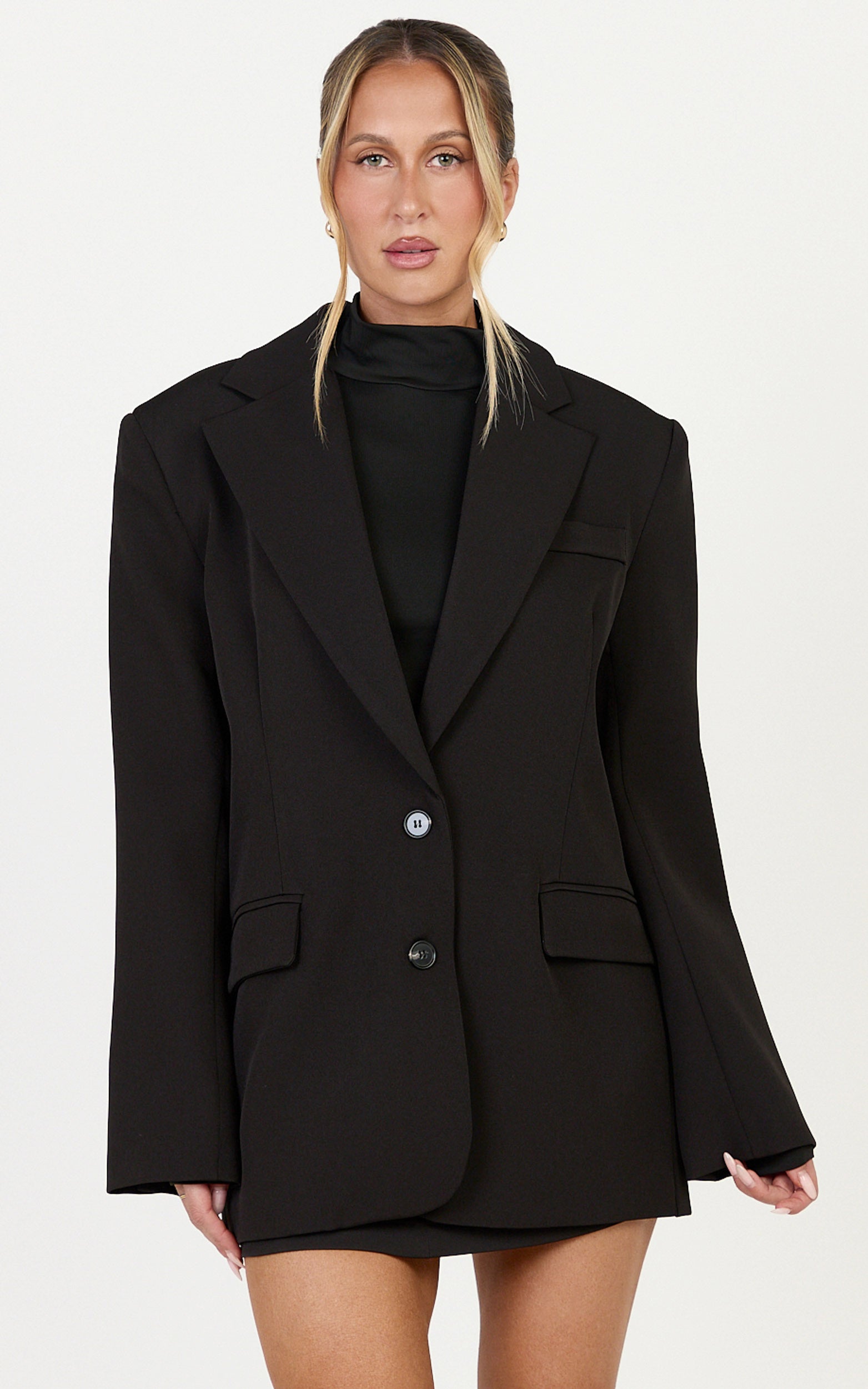 Rosalie Jacket - Single Breasted Oversized Blazer in Black