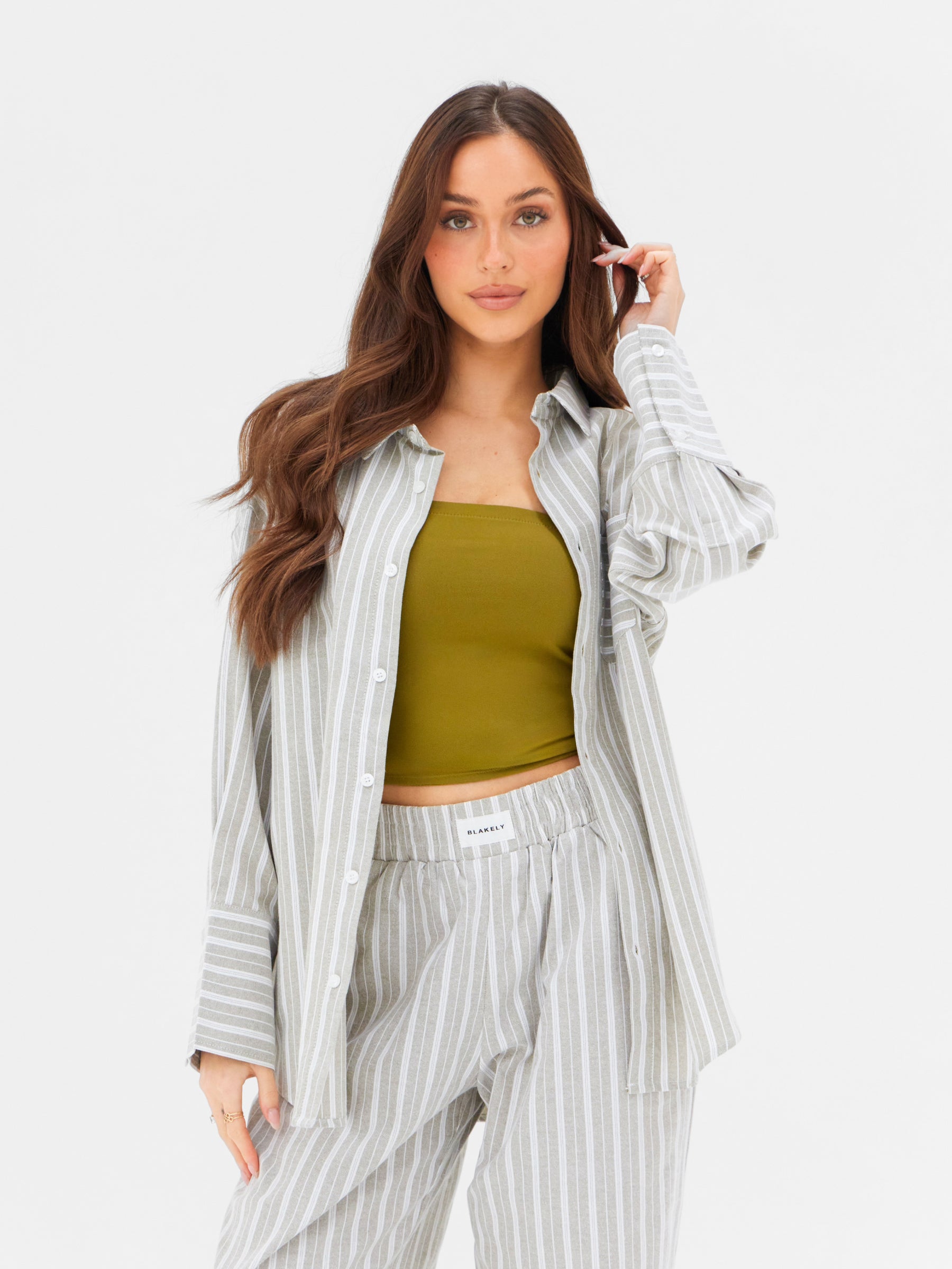 Elena Stripe Shirt - Light Brown