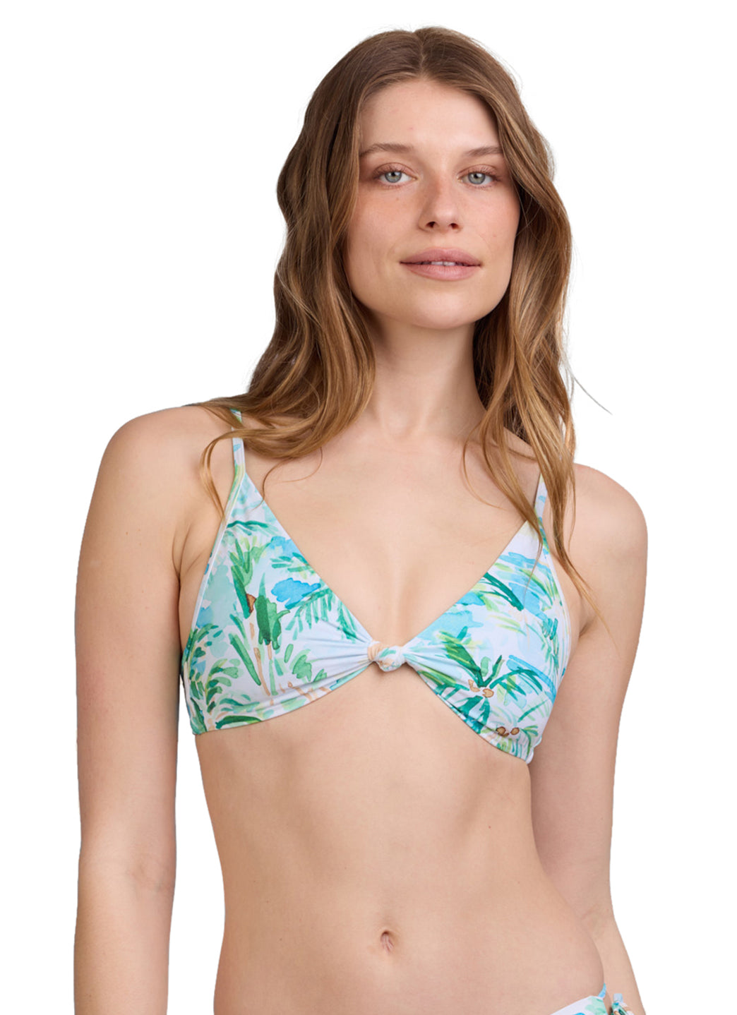 JOLYN Women's Faye Cocopalm Front Knot Bikini Top