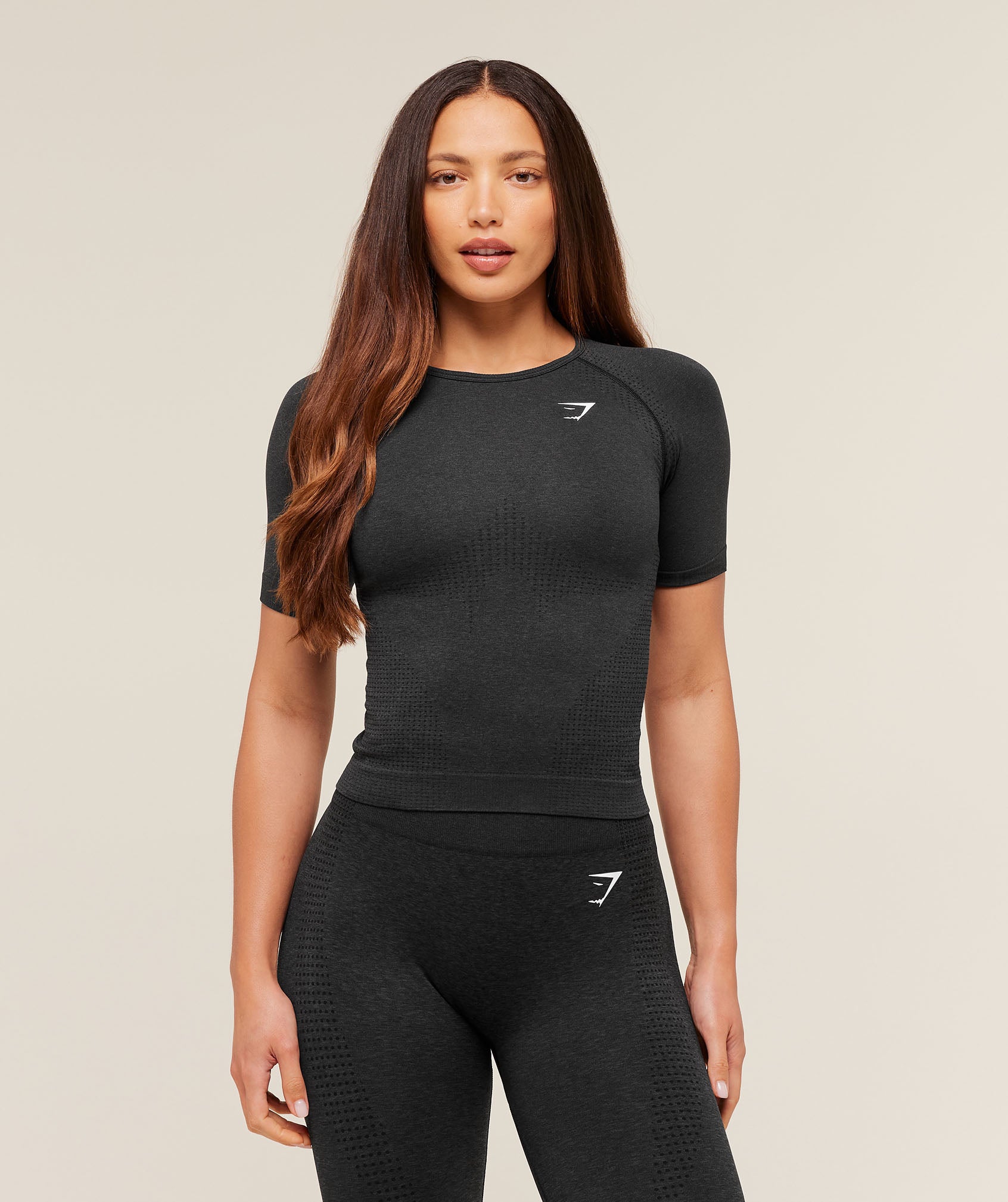 Gymshark Vital Seamless Tight T-Shirt - Black Marl