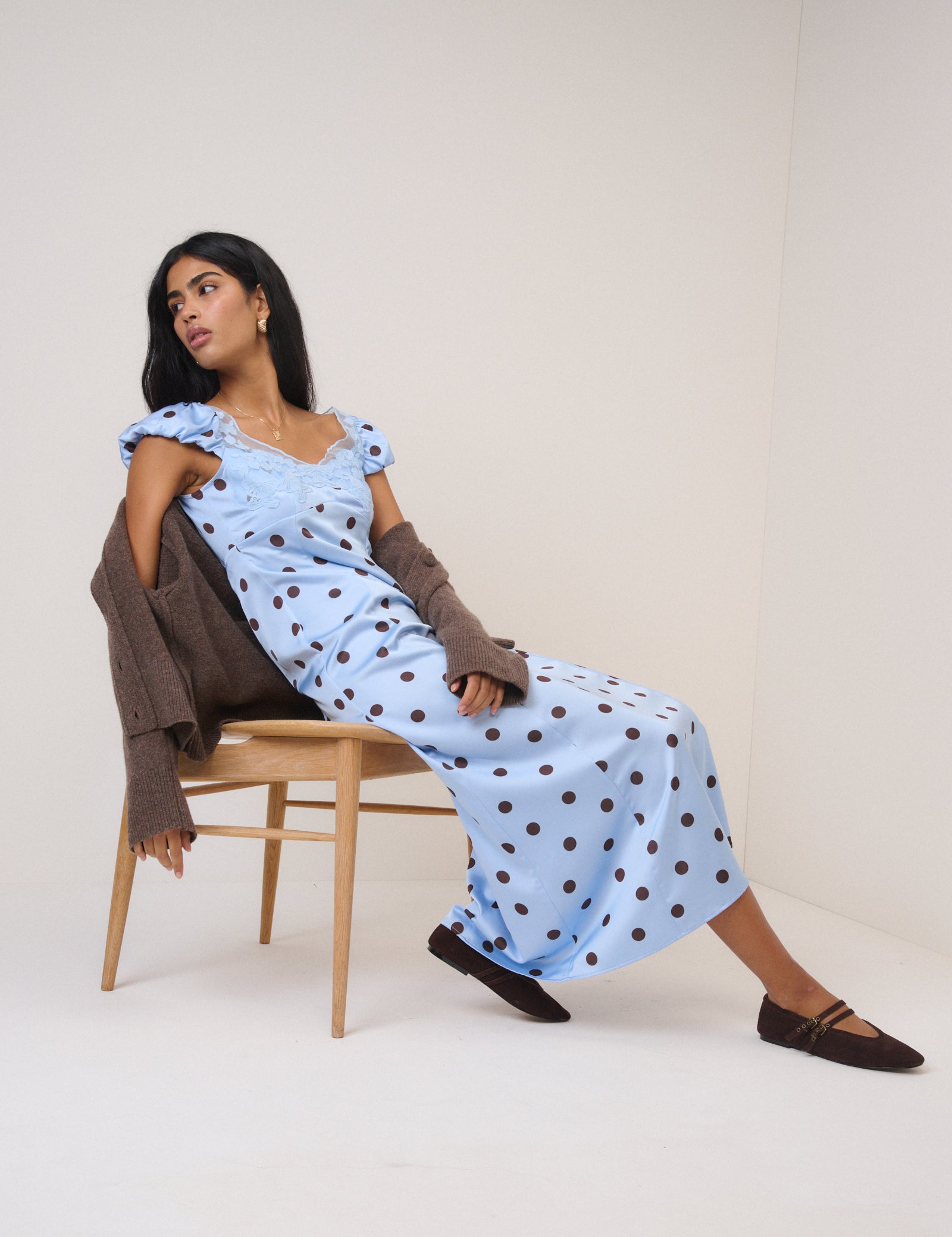Blue Polka Dot Ava Maxi Dress