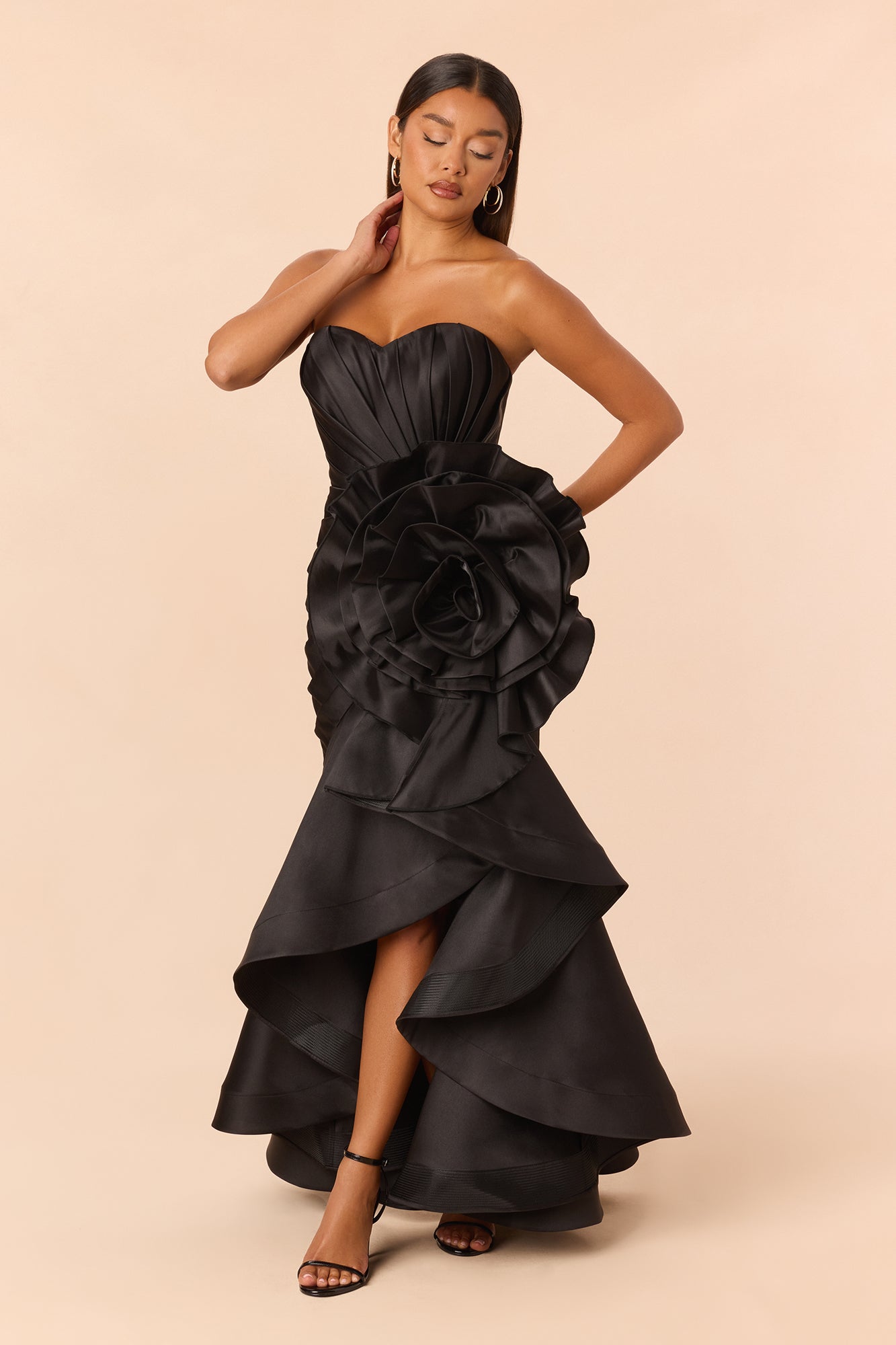 Spotlight Behavior Floral Applique Gown - Black