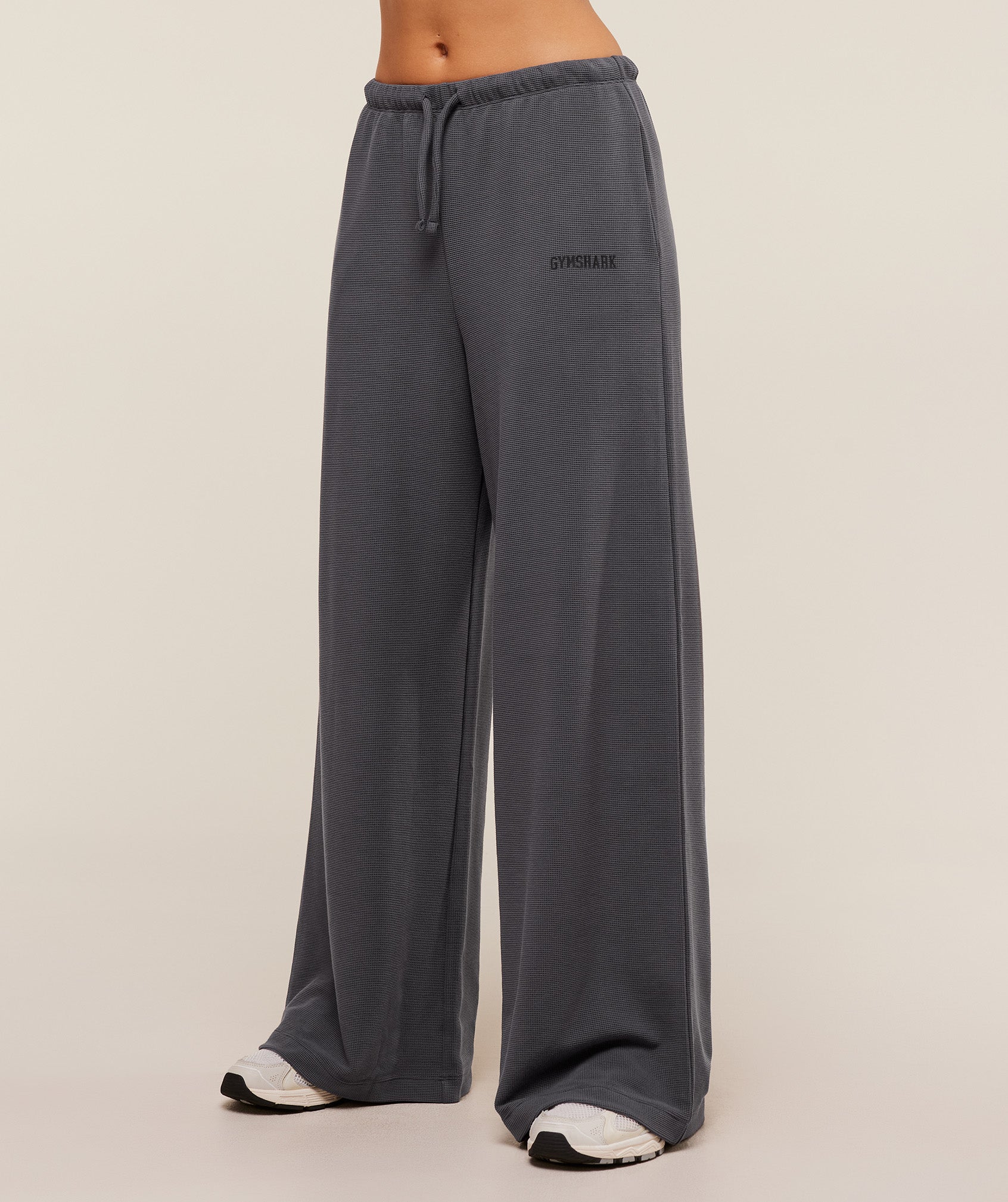 Gymshark Waffle Wide Leg Pants - Onyx Grey