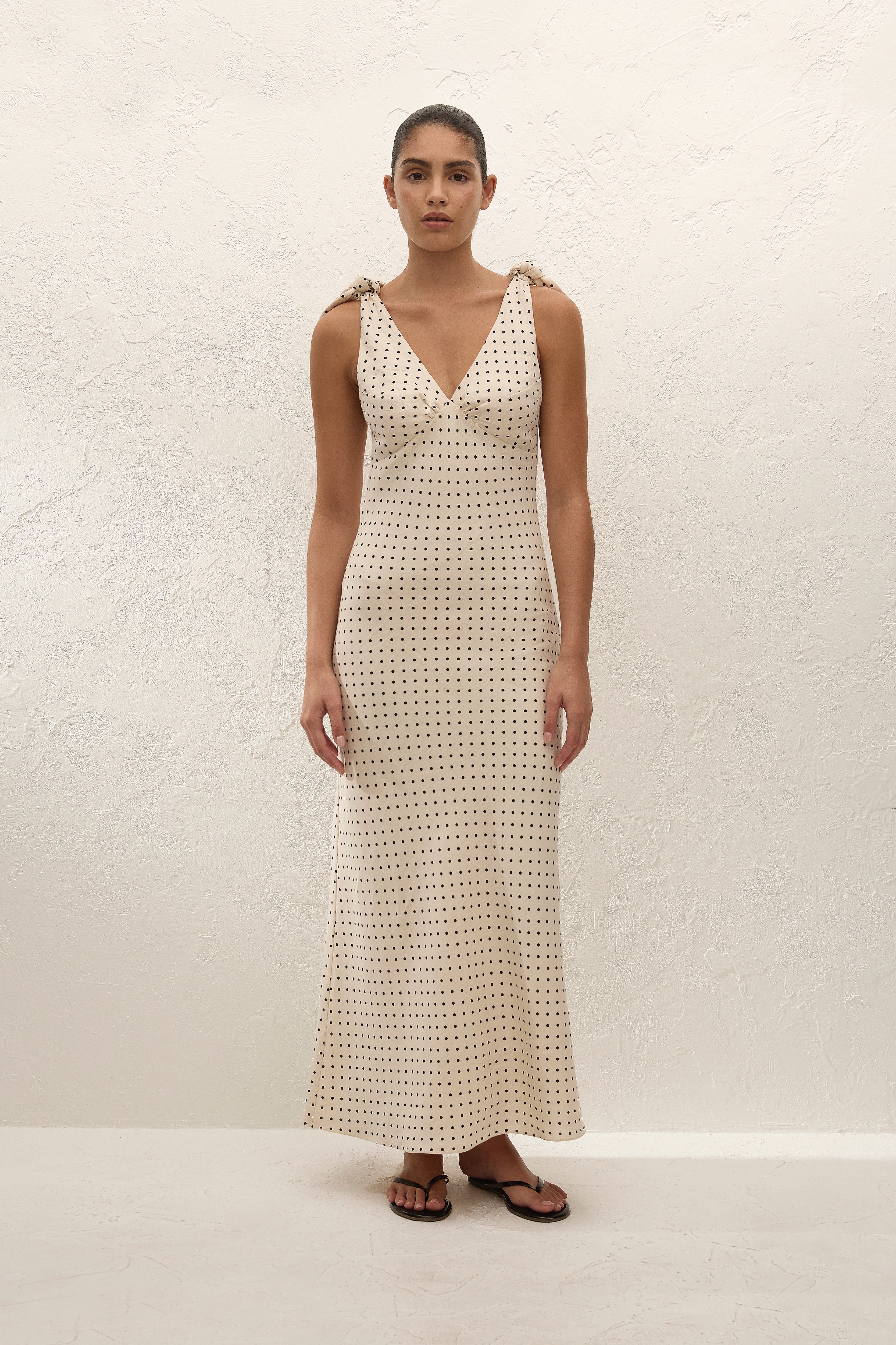 Solana Maxi Dress Lola Polka Dot Cream Black