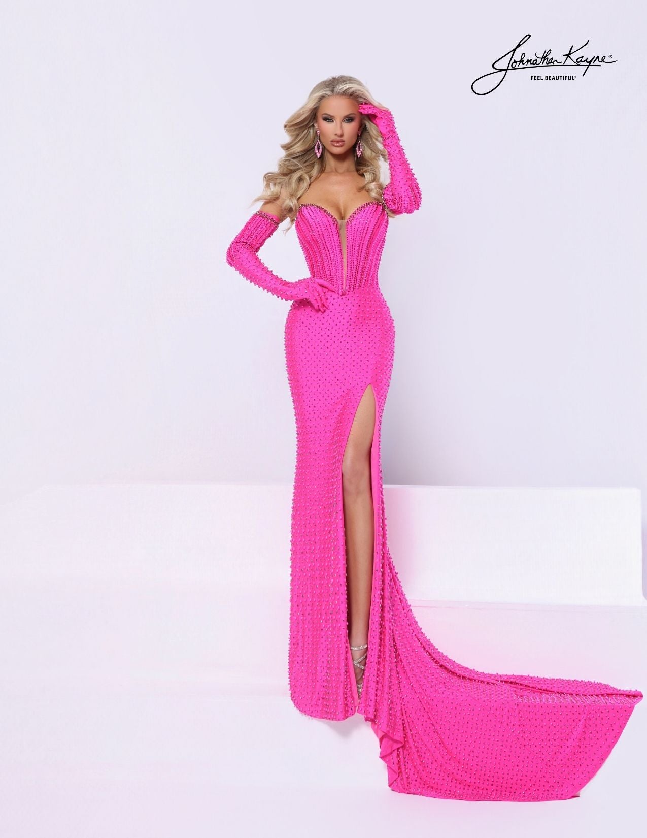 Johnathan Kayne 3326 Pearl Embellished Strapless Dress