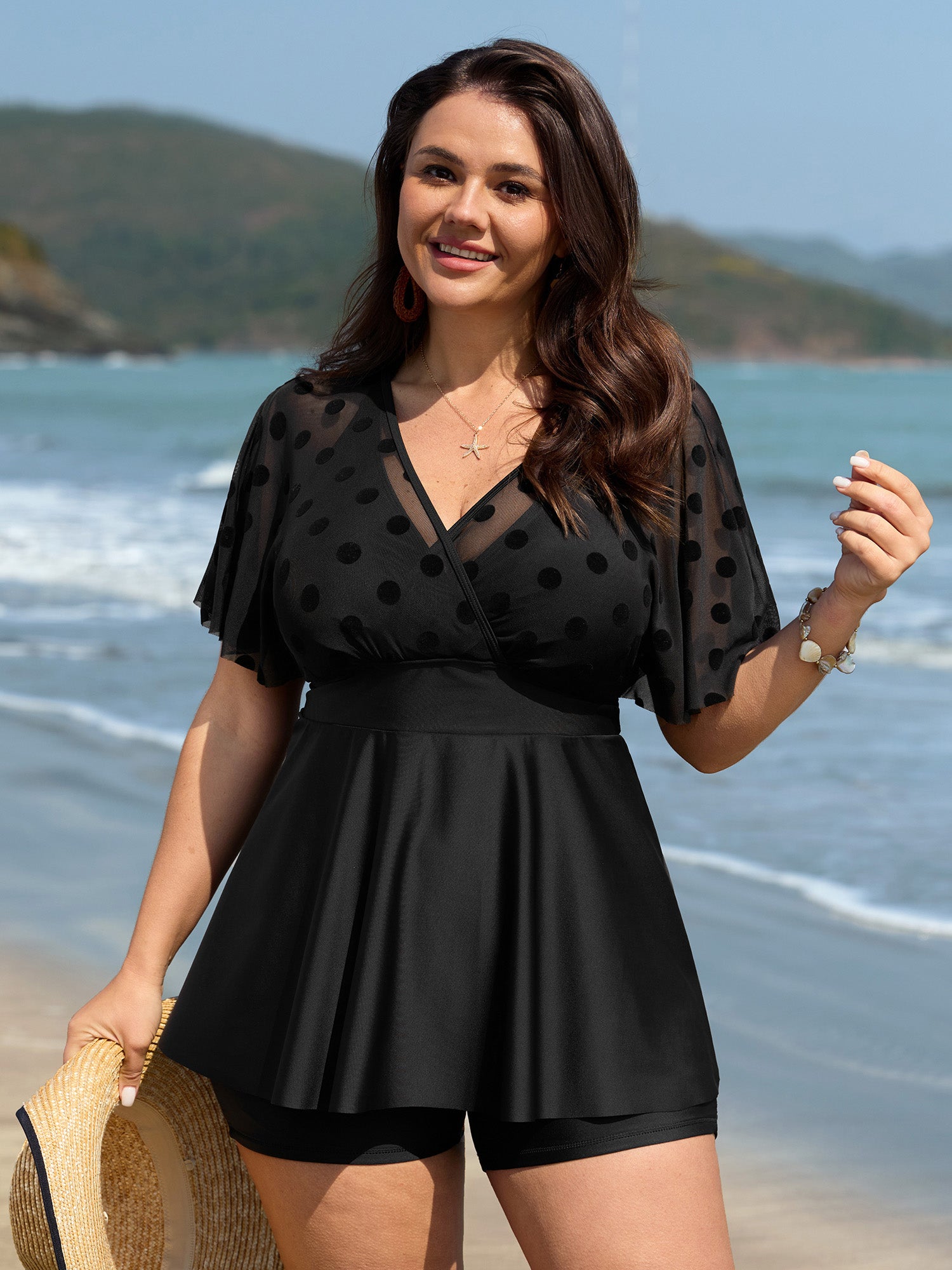 Polka Dots Sheer Swim Top