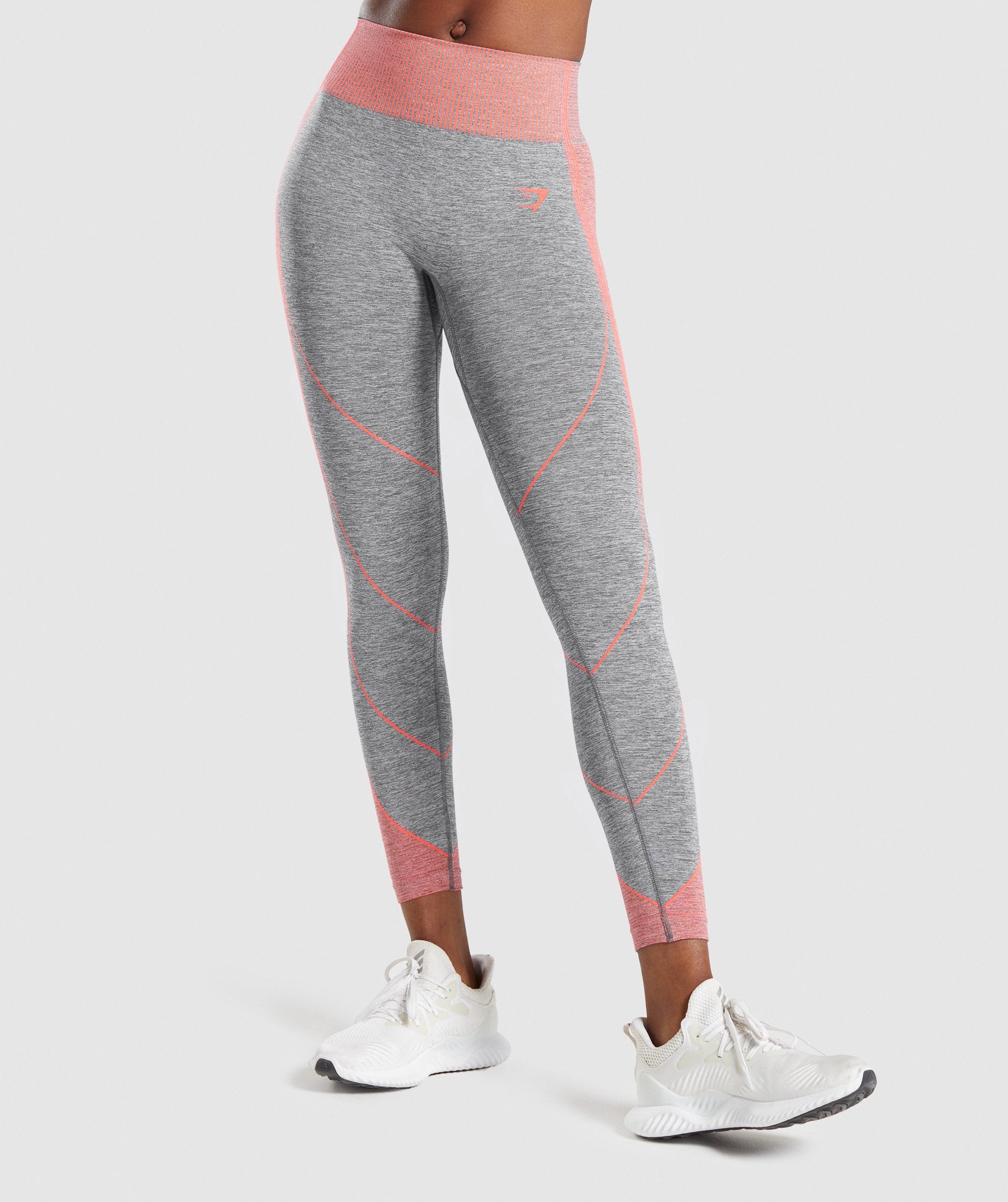 Gymshark Hyper Amplify Leggings - Charcoal Marl/Coral