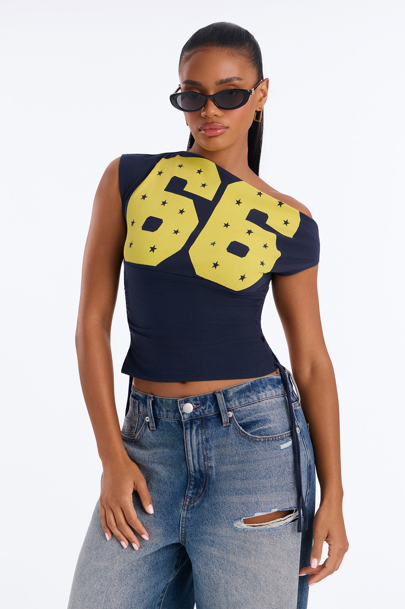 Star Of The Show Cinched Top - Navy