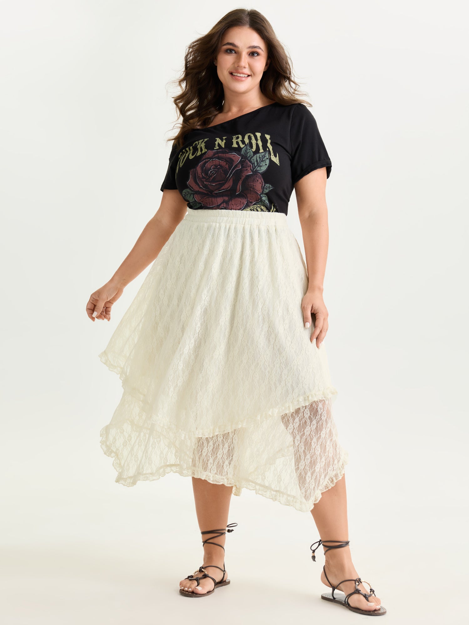 Asymmetrical Hem Flowy Maxi Skirt