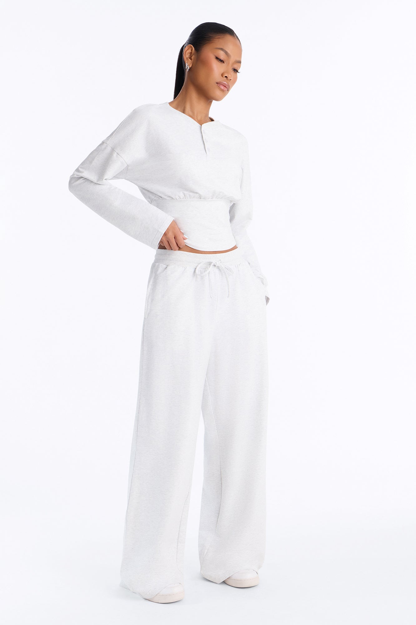 Lowkey Lifestyle French Terry Pant Set - Heather Grey